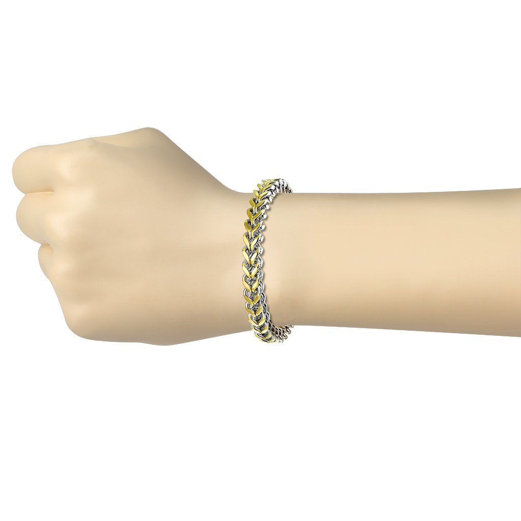Edelstahl Goldarmband Armband) massiv Armband zweifarbig (1 aus Herren BUNGSA