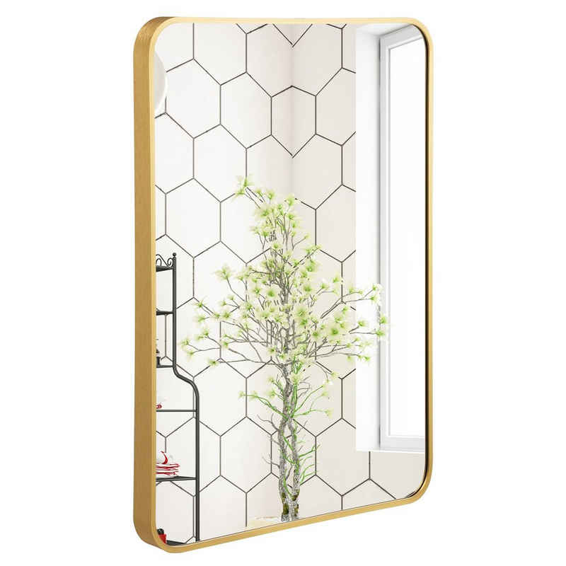 COSTWAY Wandspiegel »Badezimmerspiegel«, horizontal oder vertikal hängend, 76,5x56cm, mit Metallrahmen