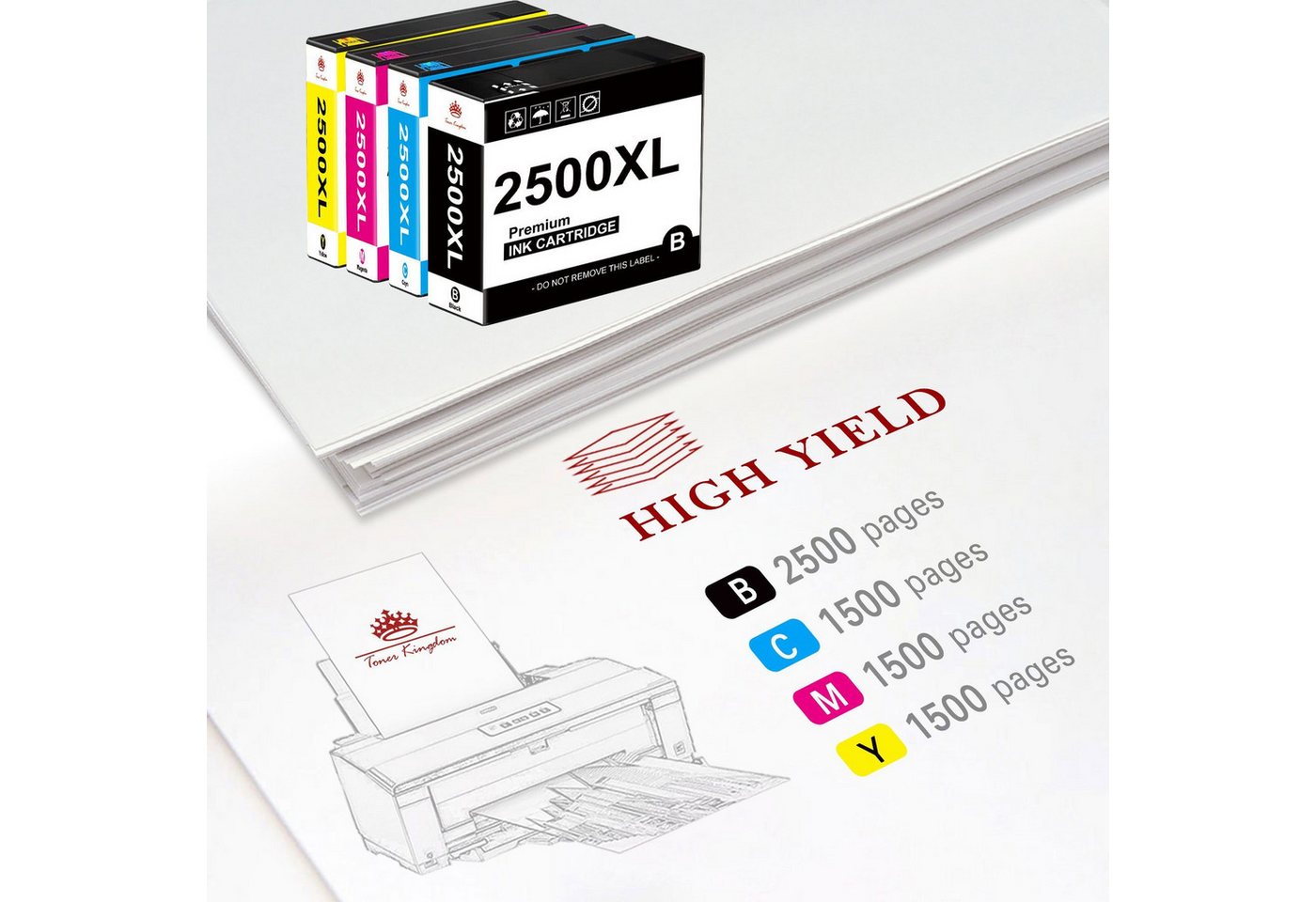 Thumbnail - Toner Kingdom 4er-Farben 2500XL Kompatibel Canon PGI-2500 XL Multipack Tintenpatrone (Canon Maxify IB4000 IB4050 IB4150 ...