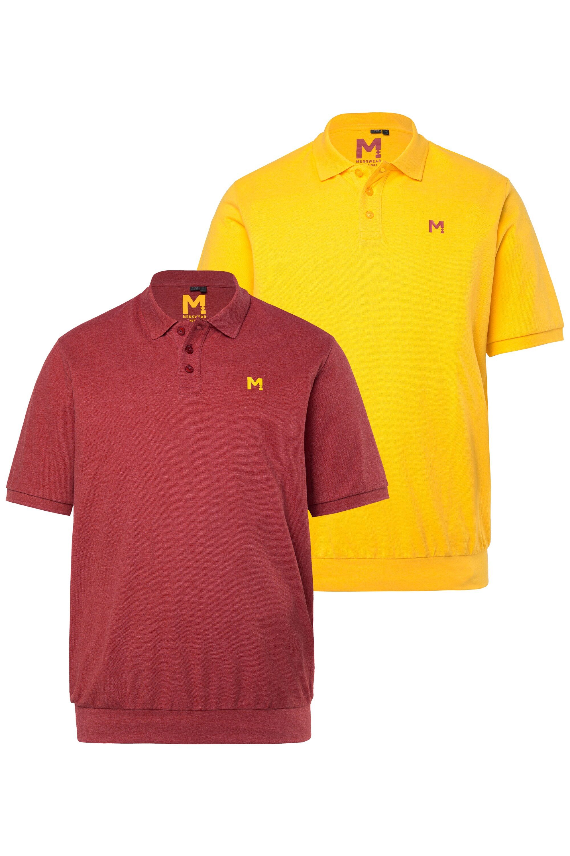 Men Plus Poloshirt Poloshirts 2er-Pack Bauchfit Basic Piqué Halbarm