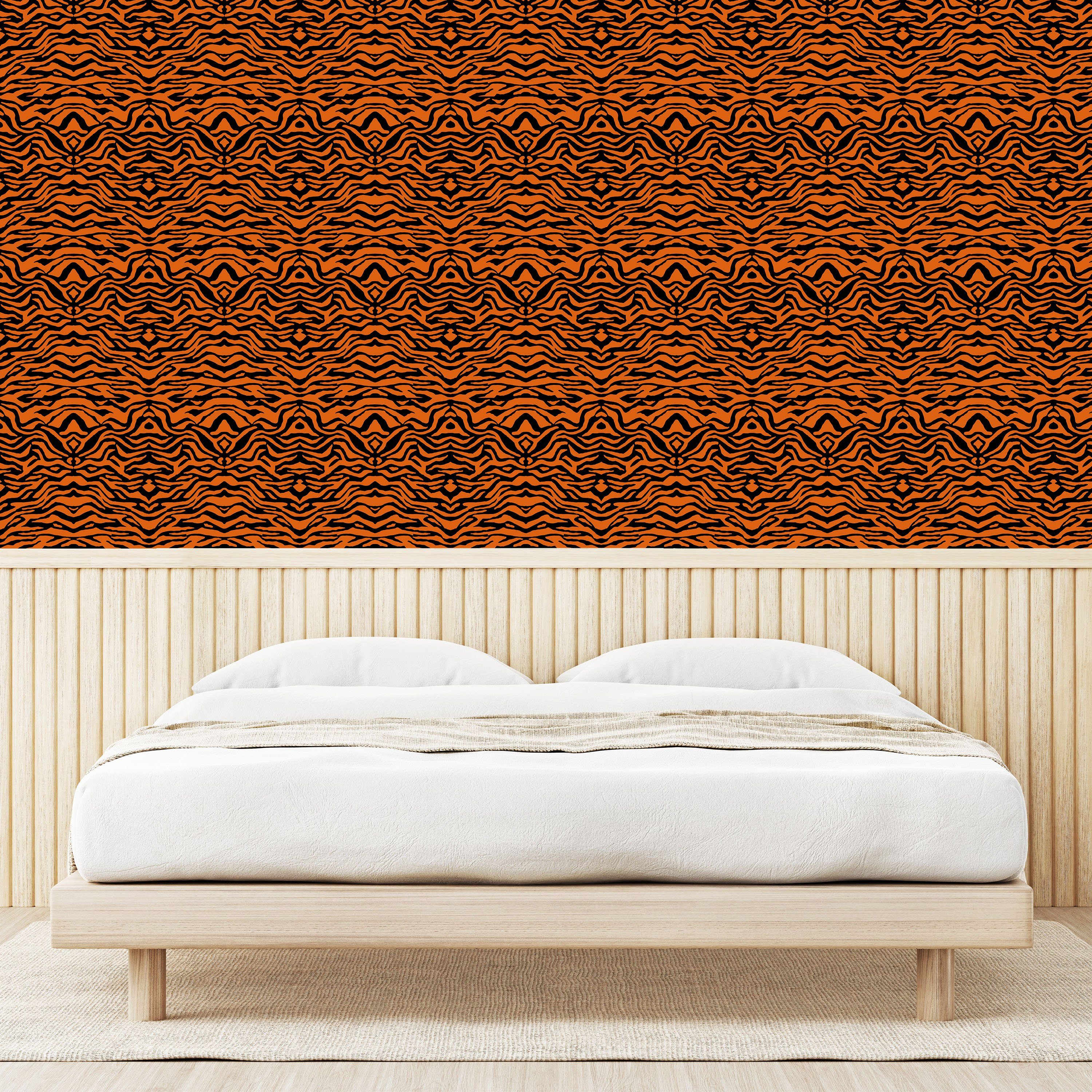 Abakuhaus Küchenakzent, Dschungel-Tiger-Haut-Streifen Wohnzimmer Vinyltapete Safari selbstklebendes
