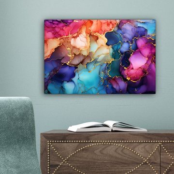 OneMillionCanvasses® Leinwandbild Marmor - Farbenfroh, (1 St), Wandbild Leinwandbilder, Aufhängefertig, Wanddeko, 30x20 cm