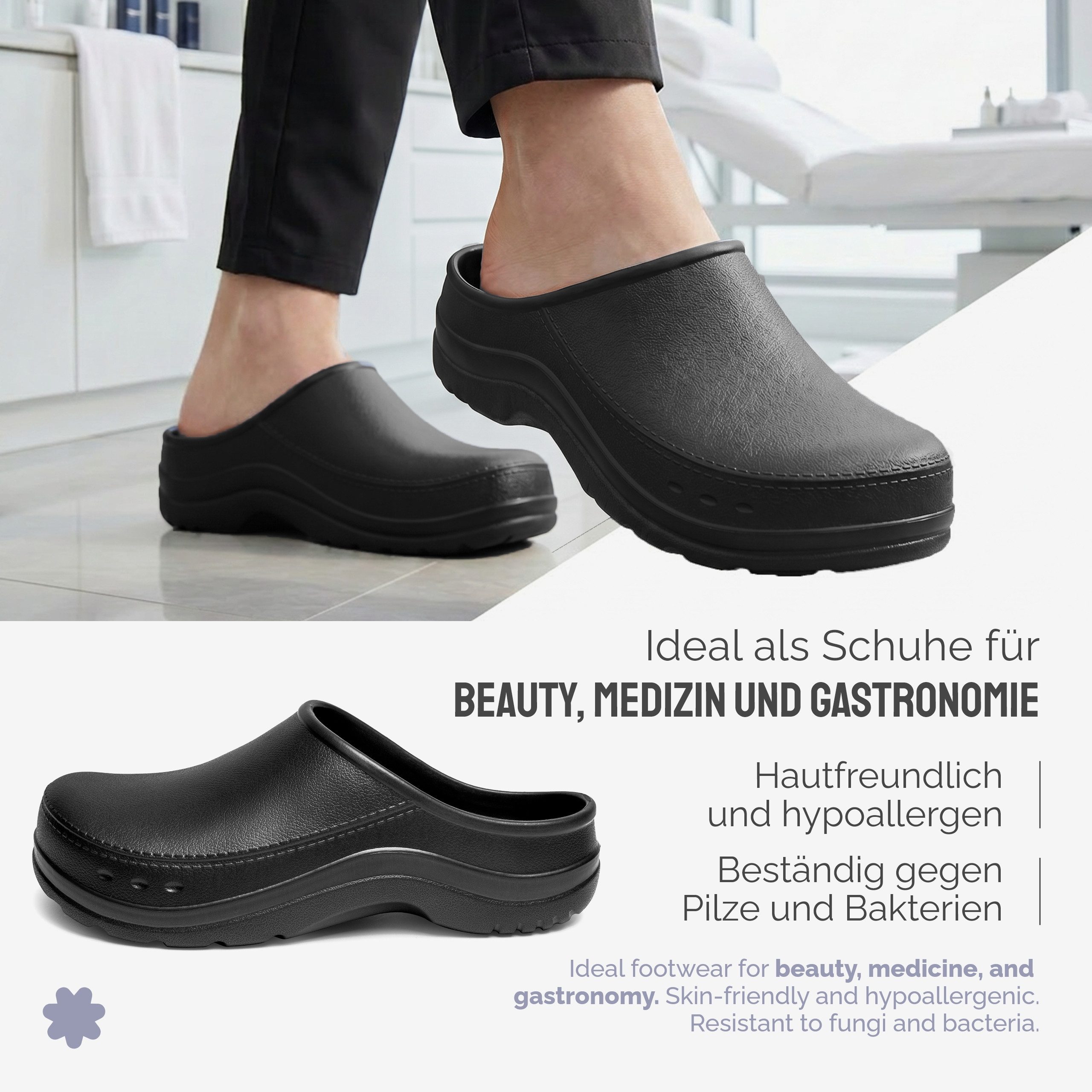 Ladeheid Gartenclogs für Damen Ultraleicht EVA Gartenschuhe LA-CA-25 Clog (37 EU, Schwarz) Wasserdicht & Flexibel – Bild 5 von 5