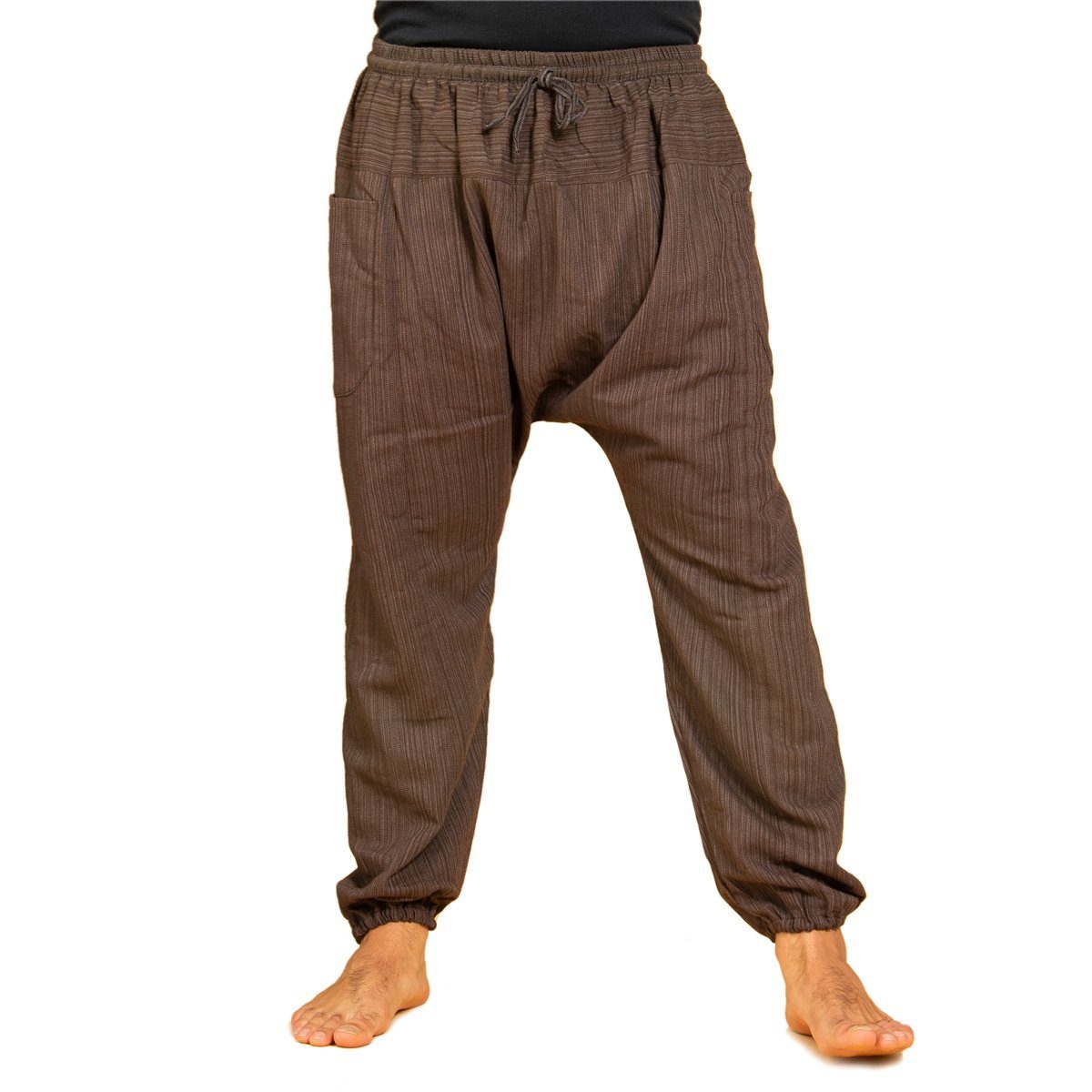 PANASIAM Relaxhose Chillhose Lini lockere Boho Hose aus 100% Baumwolle bequem und in natürlichen Farben Freizeithose mit Gummibund Unisex Sommerhose