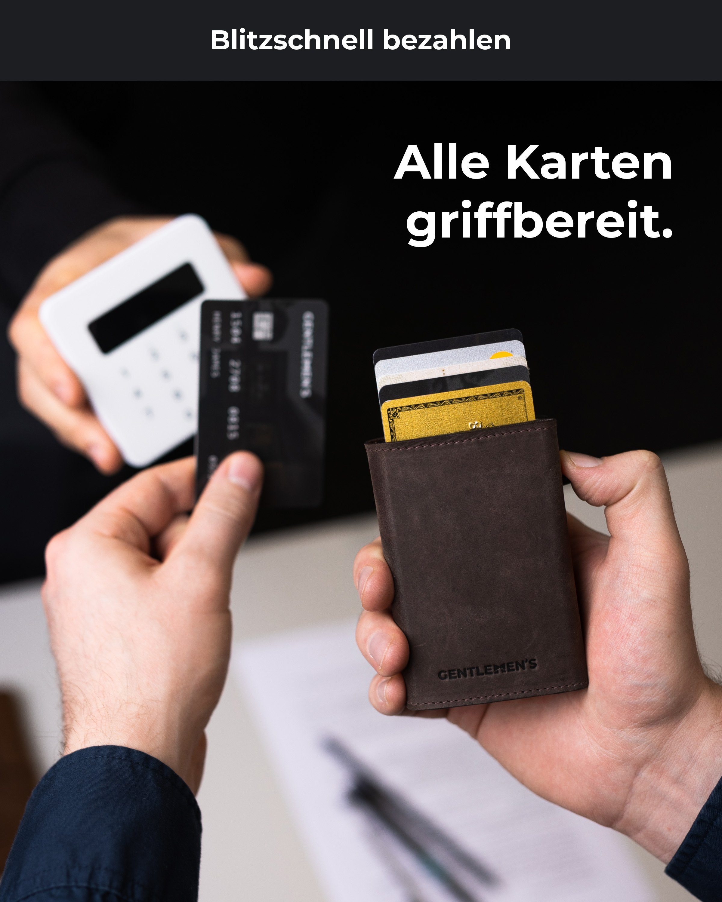 Gentlemen's Geldbörse Cardholder - Kreditkartenetui mit Münzfach & RFID-Schutz Smart Wallet, Kleiner Geldbeutel für Herren - Herren Portemonnaie mit Scheinfach – Bild 4 von 5