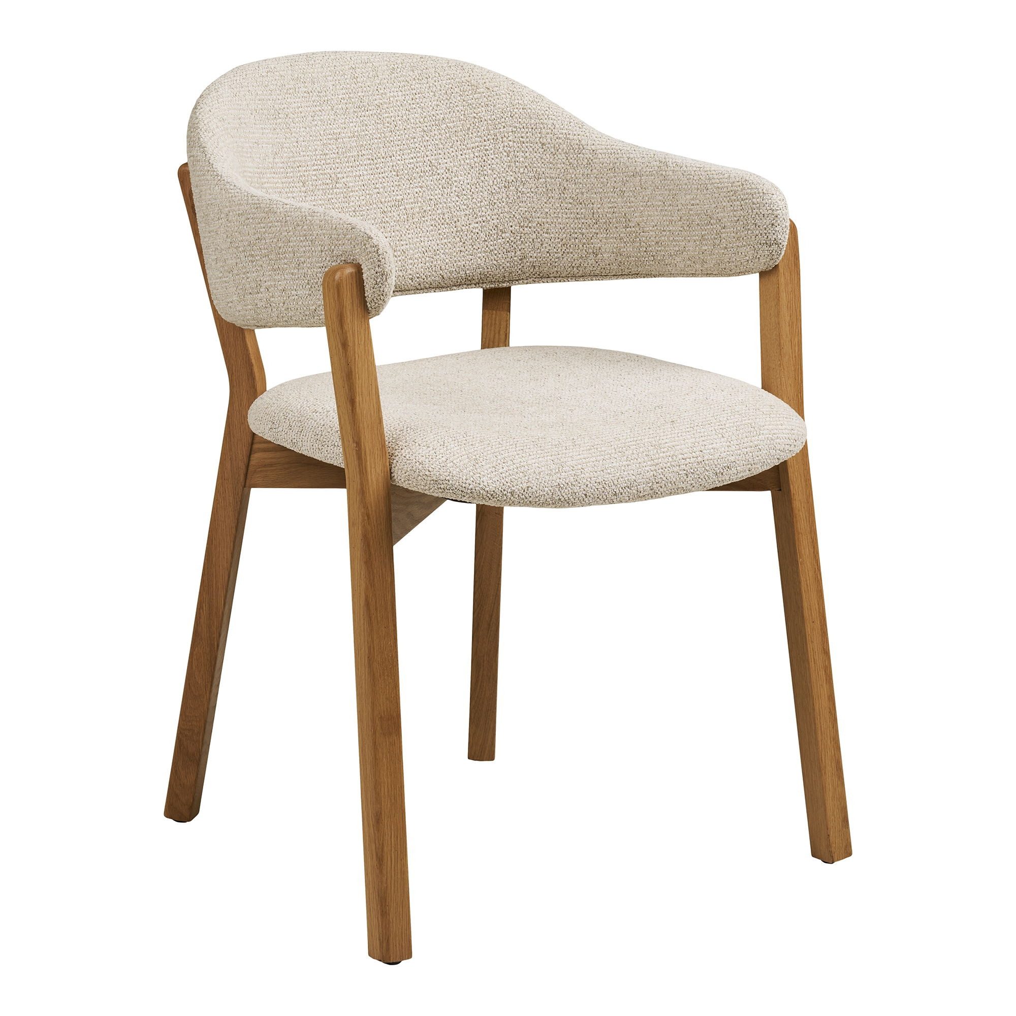 freiraum Esszimmerstuhl Dunkirk, in Natur / Beige, Stoff, Eiche - 59,5x80x59cm (BxHxT)