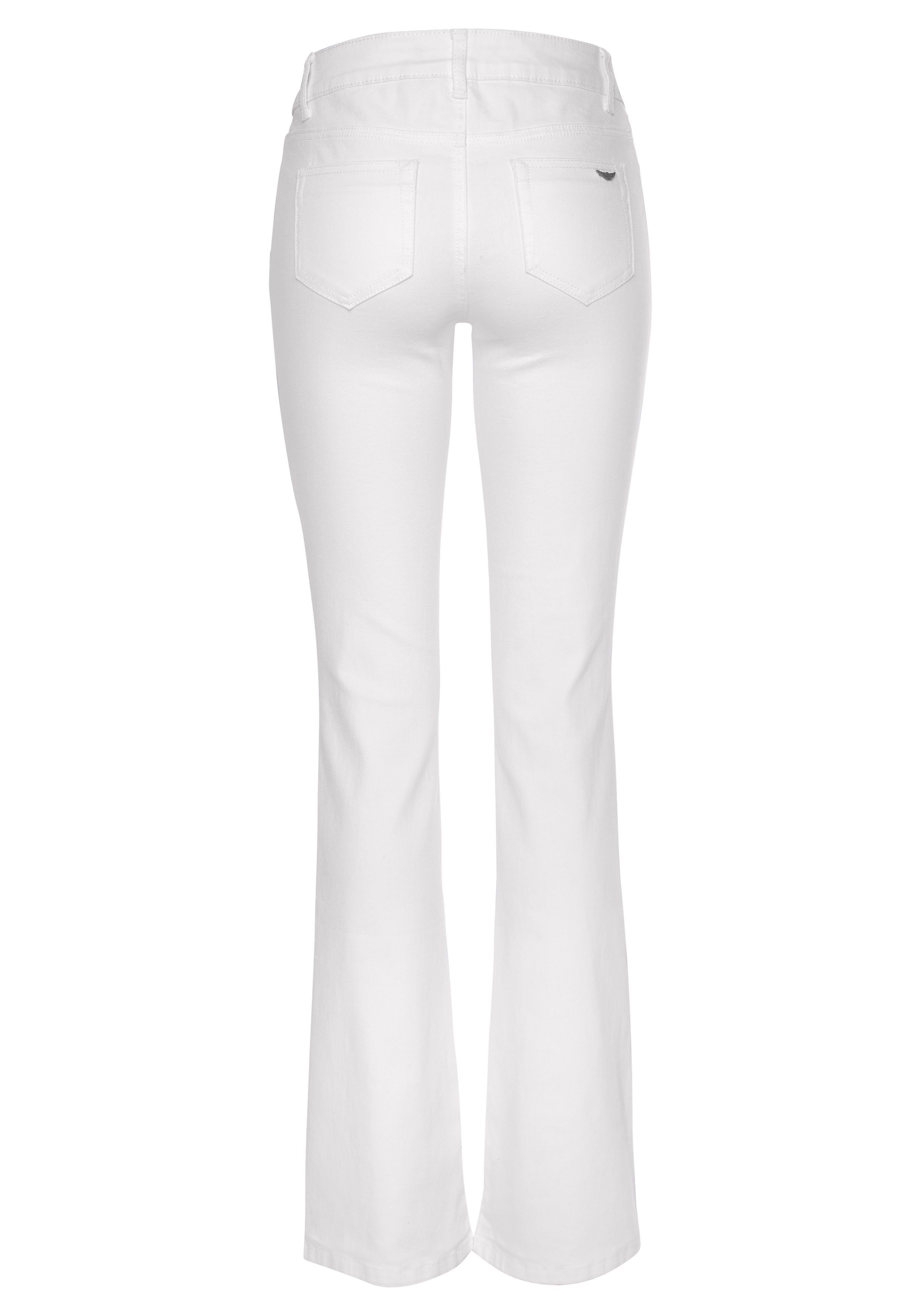 Arizona Bootcut-Jeans mit Keileinsätzen ausgestellte Beinform, niedrige Leibhöhe, elastisches Material – Bild 5 von 5