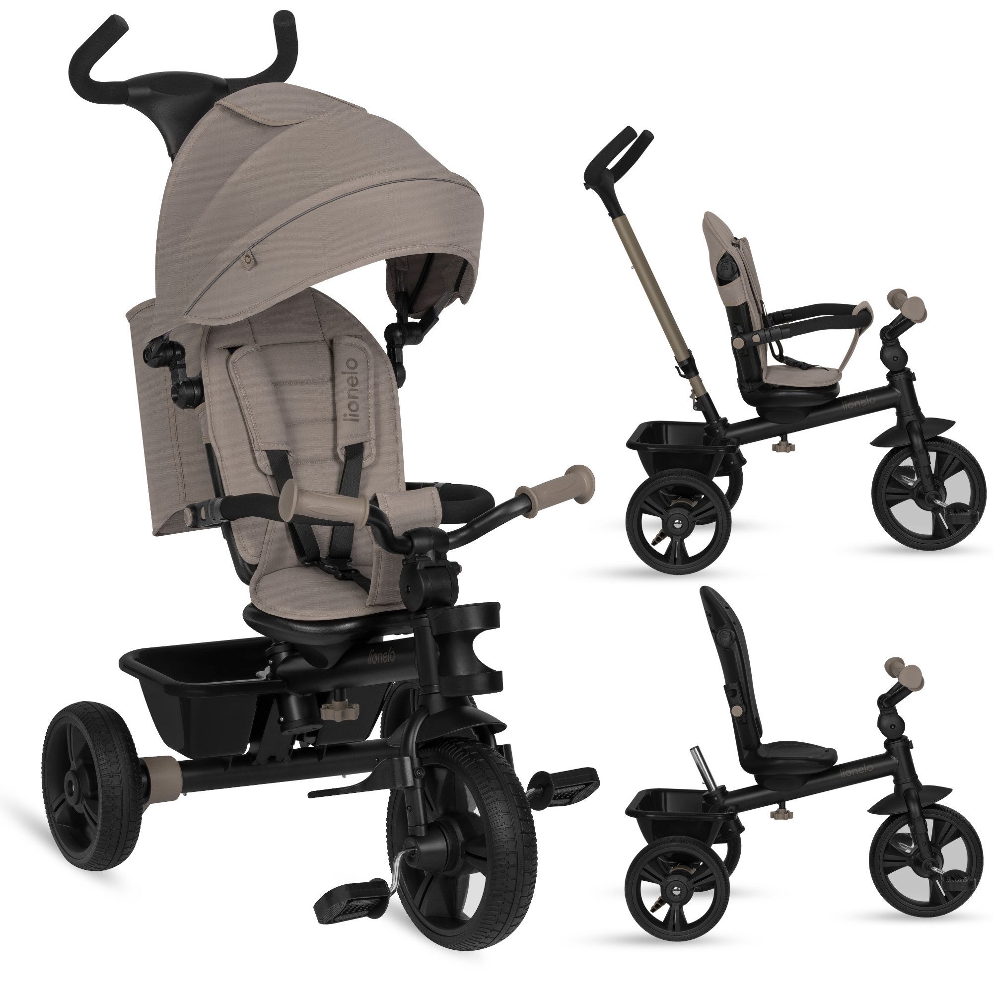 lionelo Dreirad-Kinderwagen HAARI, Elternlenkung, Zusammenklappbar, Tasche /von 18 Monaten bis 5 Jahren