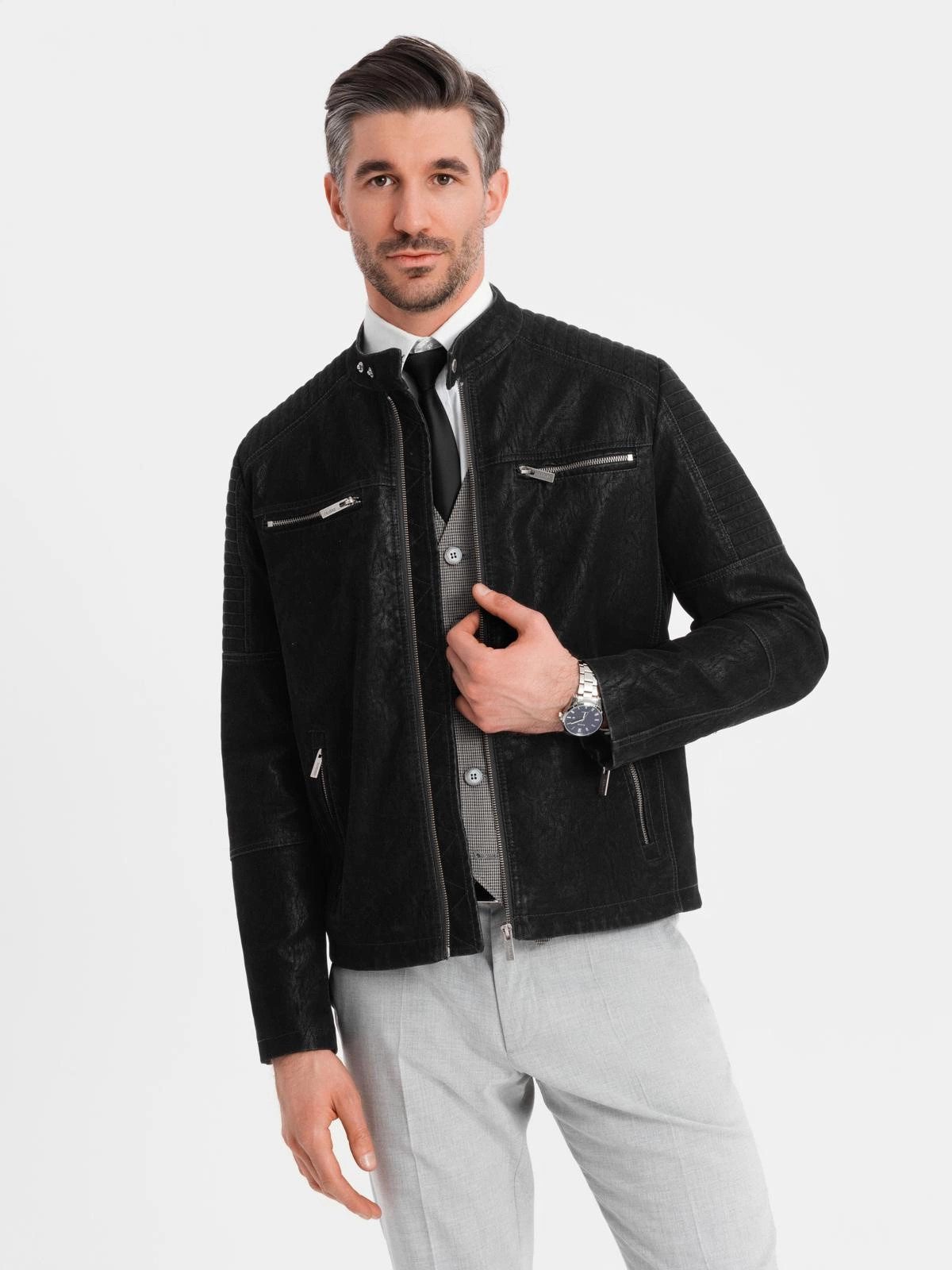 OMBRE Bikerjacke Bikerjacke aus Öko-Lederjacke günstig online kaufen
