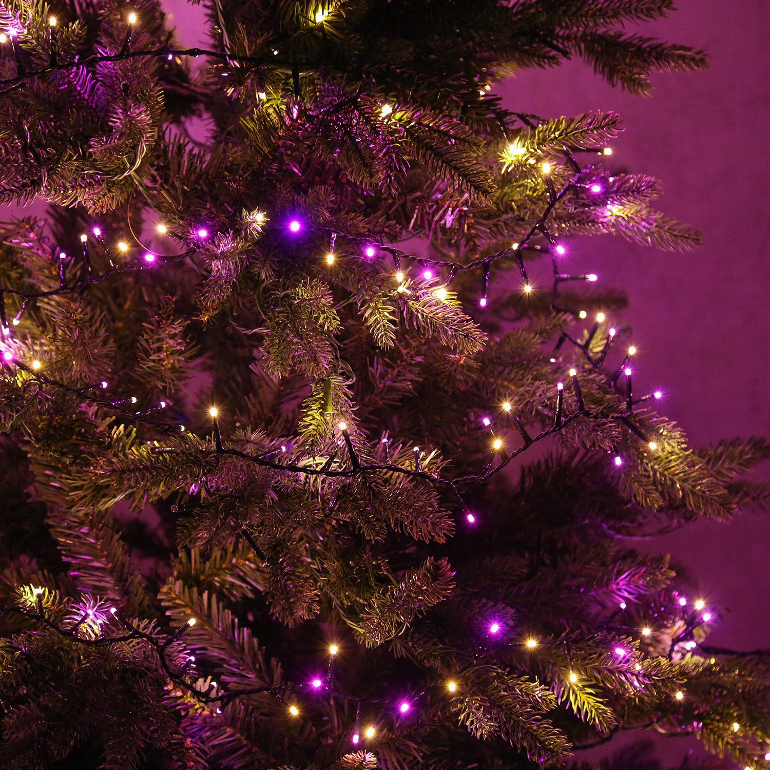 MARELIDA LED-Lichterkette Compact Twinkle 750LED pink bernstein 8 Funktionen 16m Außen, 750-flammig