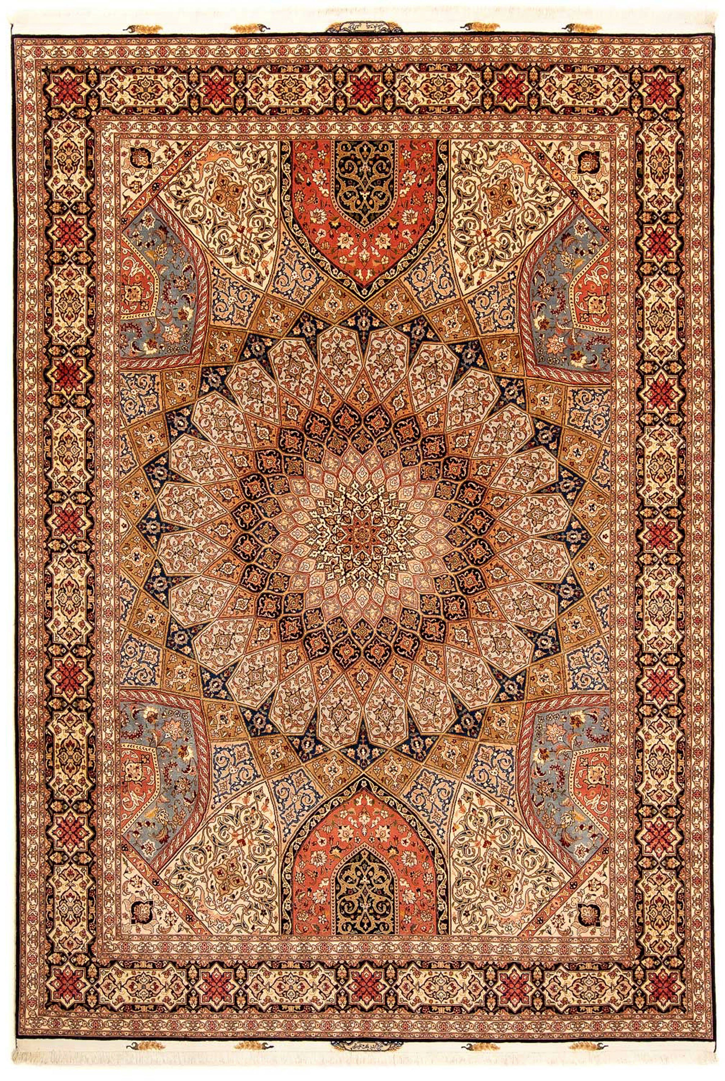 Orientteppich Perser - Täbriz - Höhe: x mit - Handgeknüpft, 252 - Royal Zertifikat mehrfarbig, 352 morgenland, mm, cm rechteckig, Wohnzimmer, 7 Einzelstück