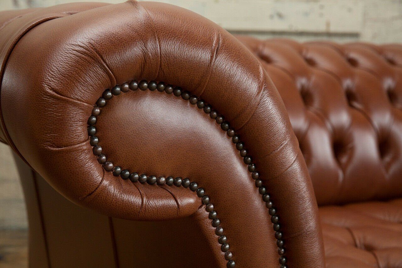 JVmoebel Chesterfield-Sofa Polster Sofa Dreisitzer Modern Leder 225cm, Rückenlehne Einrichtung Knöpfen. mit Die Couch