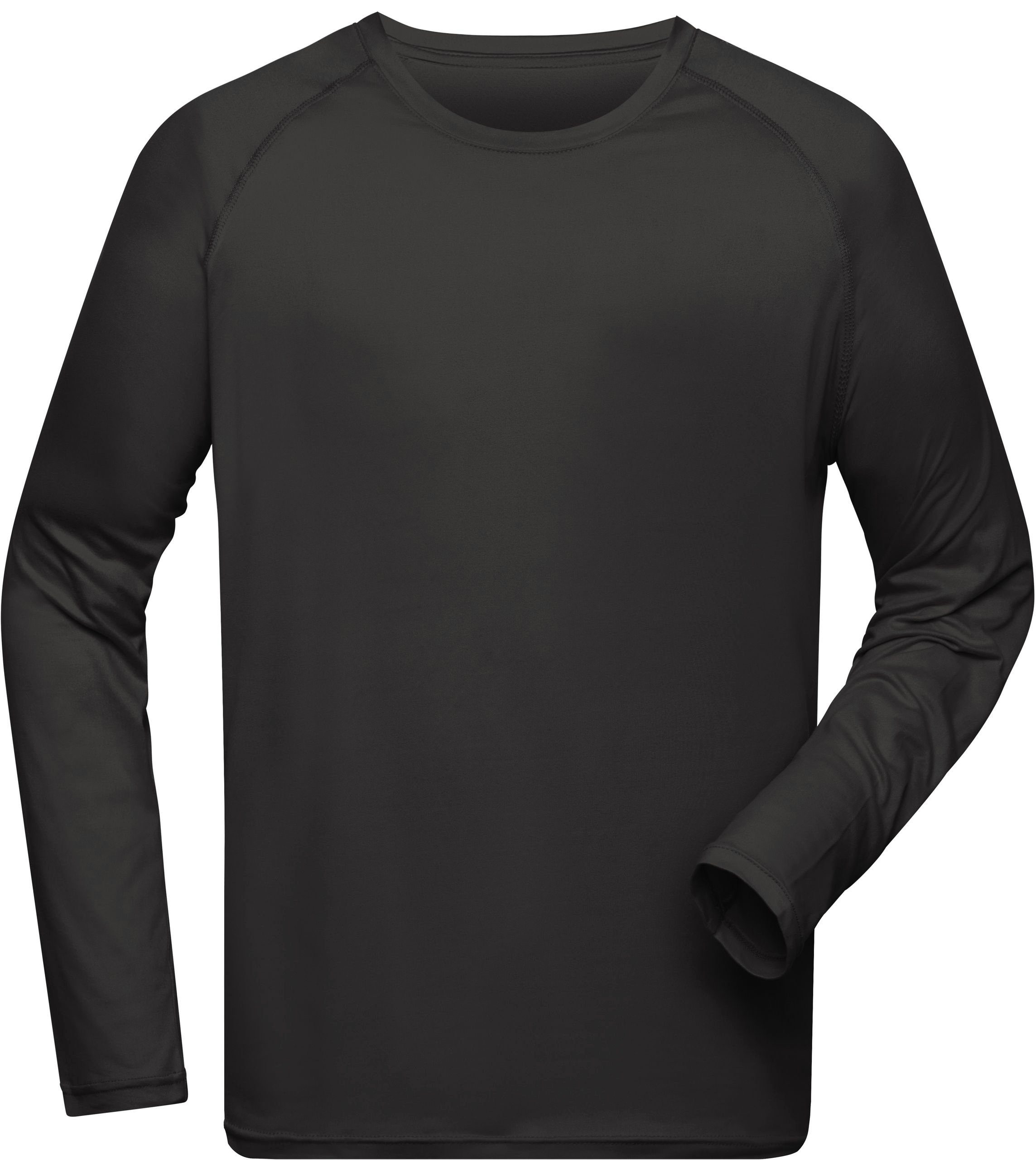 James & Nicholson Shirt Polyester aus Sport FaS50522 langarm recyceltem Black Trainingsshirt