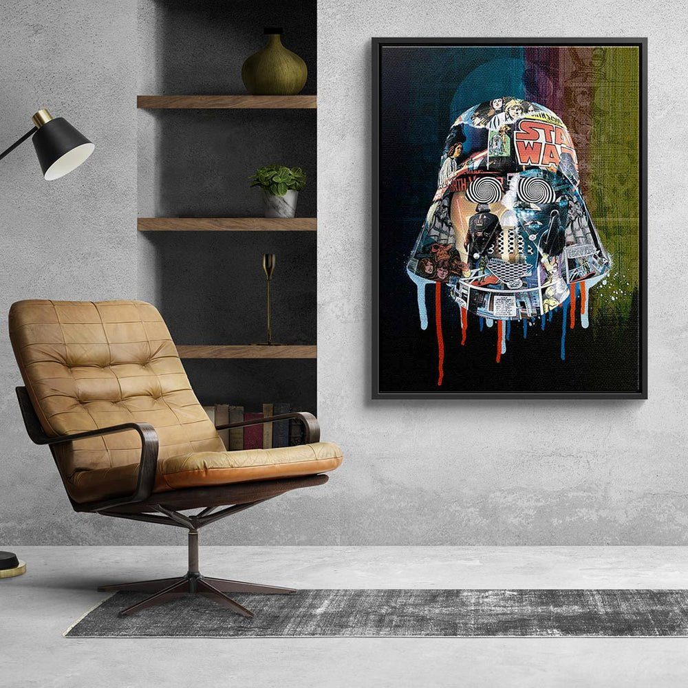 DOTCOMCANVAS® Leinwandbild Dark Side, Star Rahmen silberner Dark Pop Leinwandbild Art Collage Darth Vader Side Wars