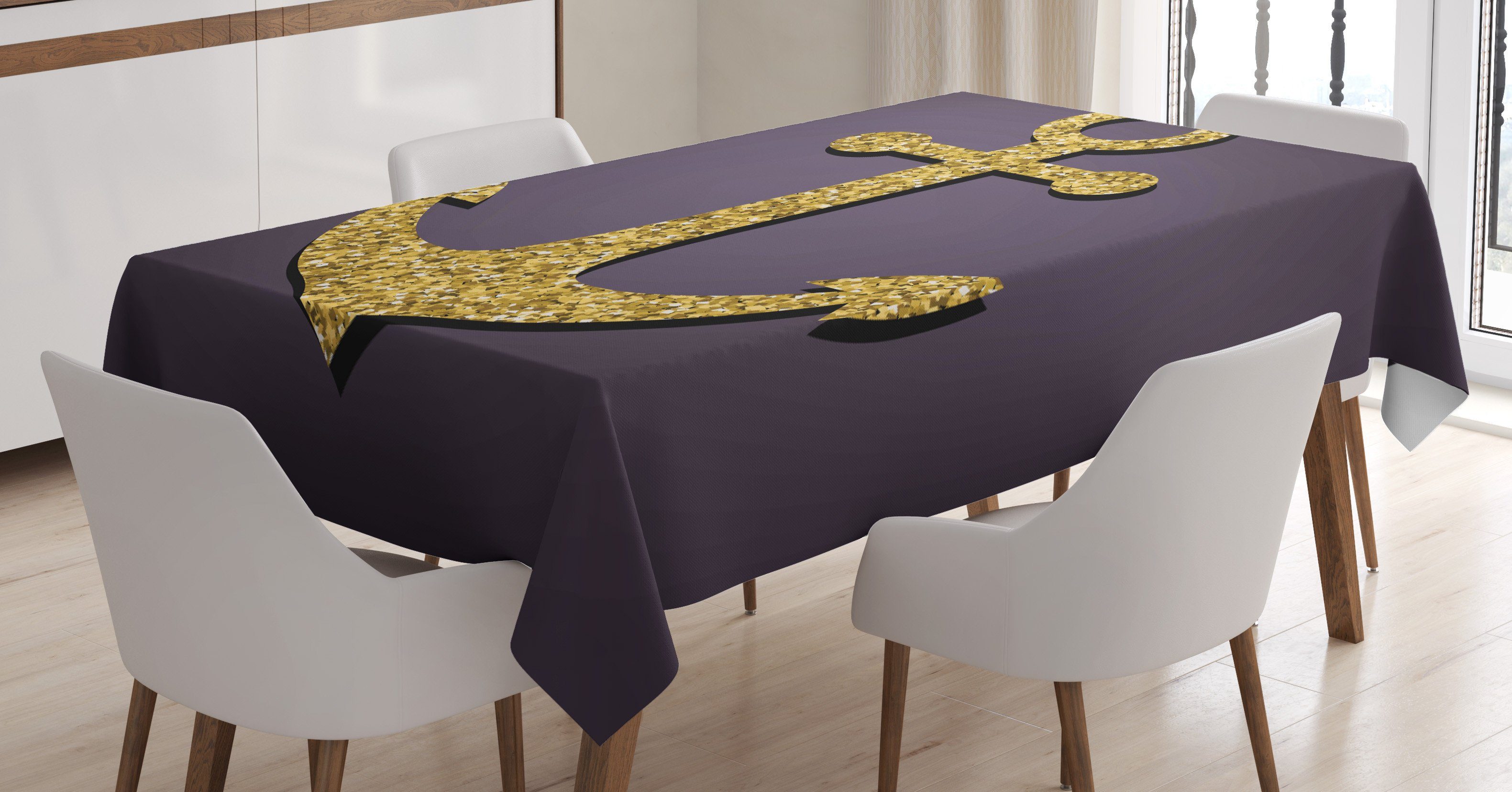 Farbfest Farben, Für Abakuhaus Tischdecke den geeignet Braun Anker-Muster-Tranquil Außen Waschbar Klare Bereich