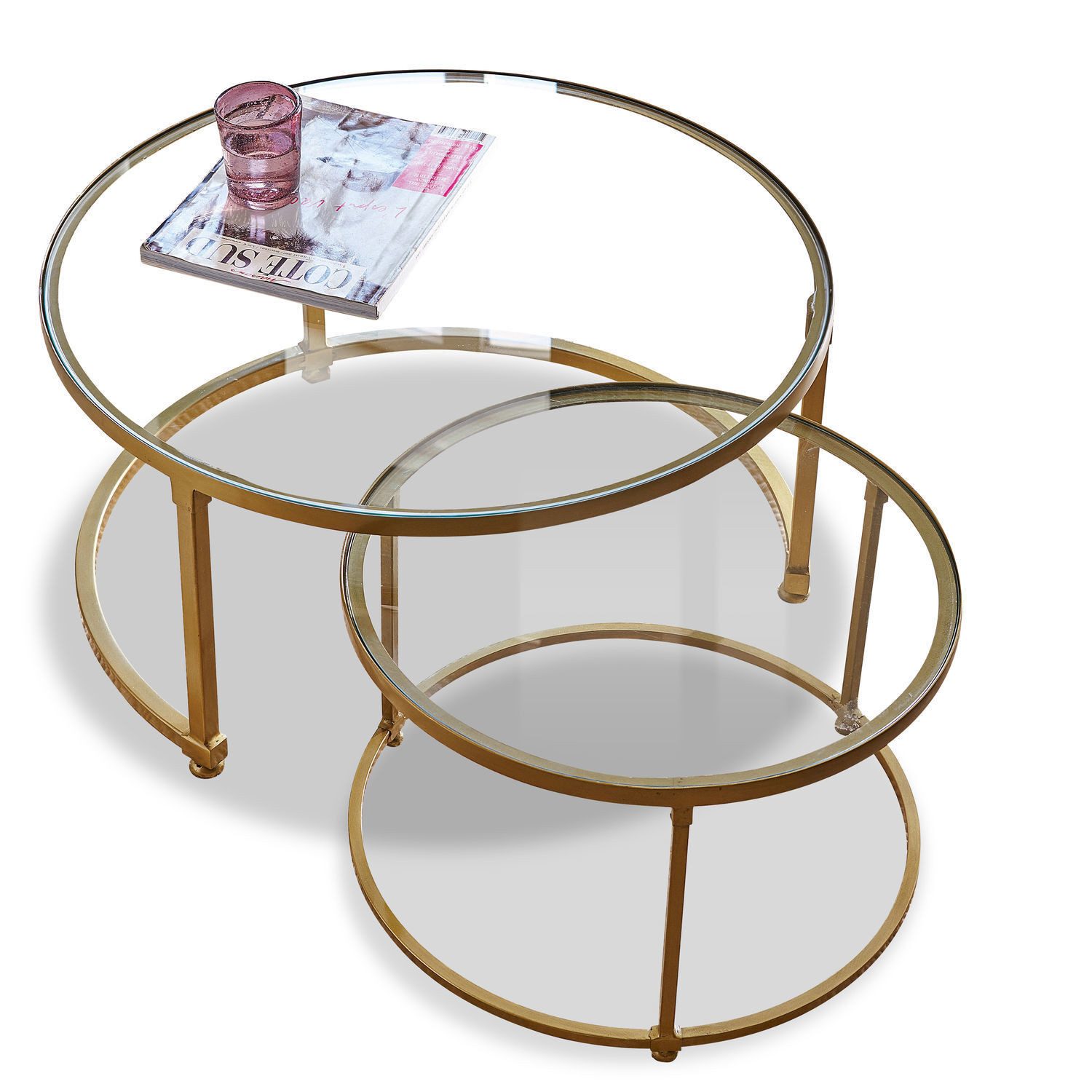 Mirabeau Couchtisch Couchtisch 2er Set Caraman messing/klar
