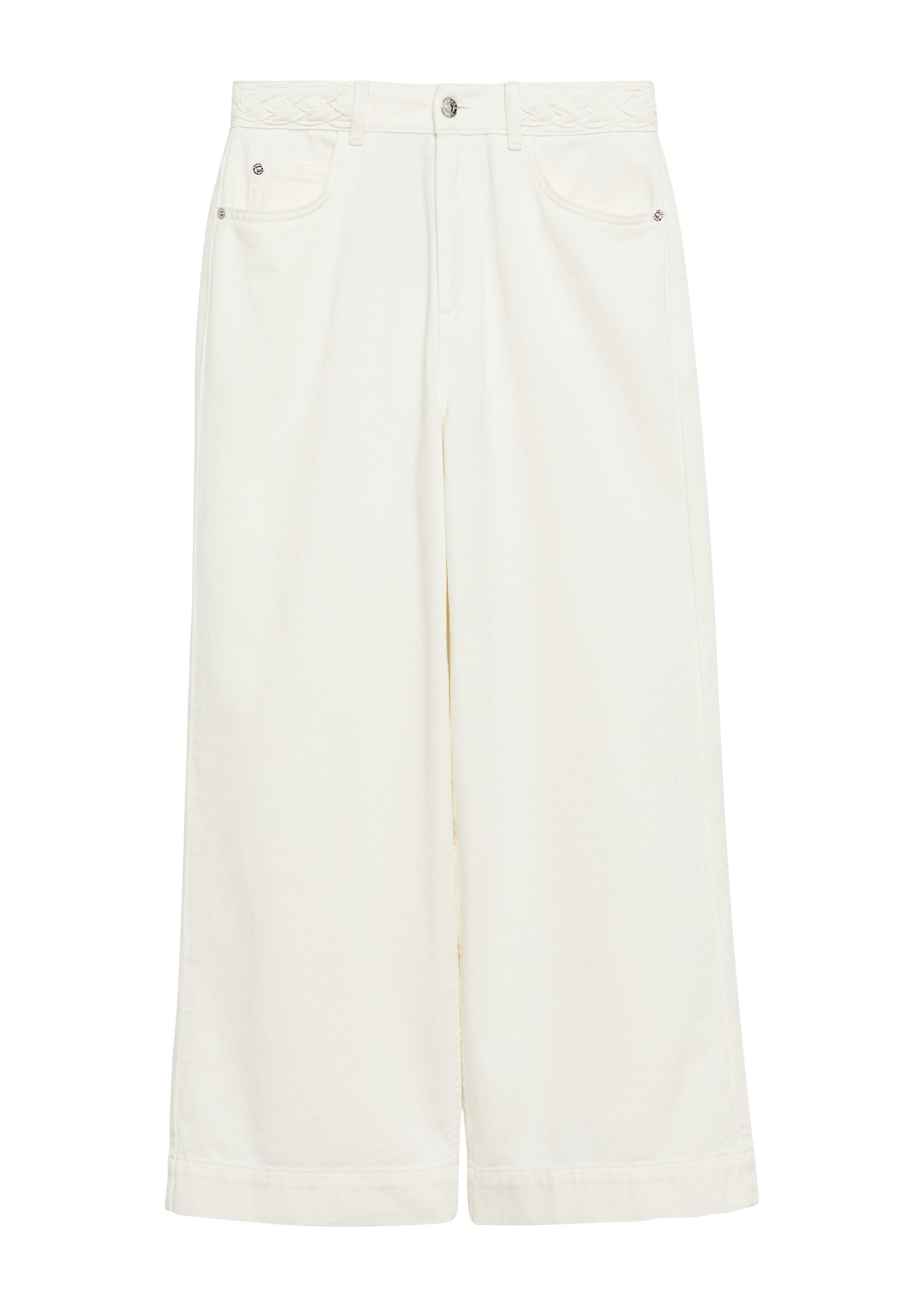 comma Weite Jeans Jeans-Hose ANNA - Ankle Jeans mit Zopf-Detail am Bund