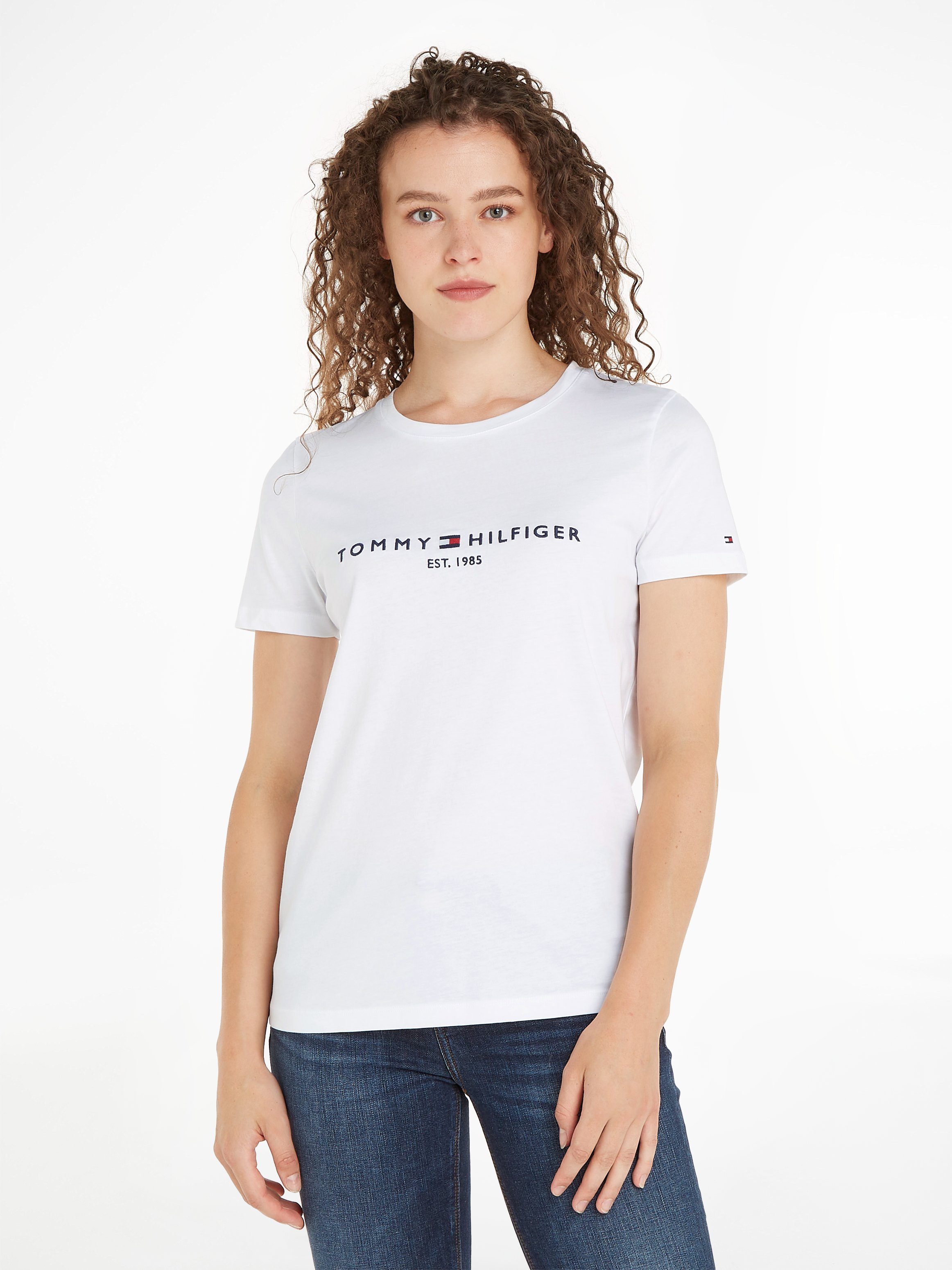 Tommy Hilfiger Rundhalsshirt HERITAGE HILFIGER C-NK REG TEE mit gesticktem Tommy Hilfiger Linear Logo-Schriftzug