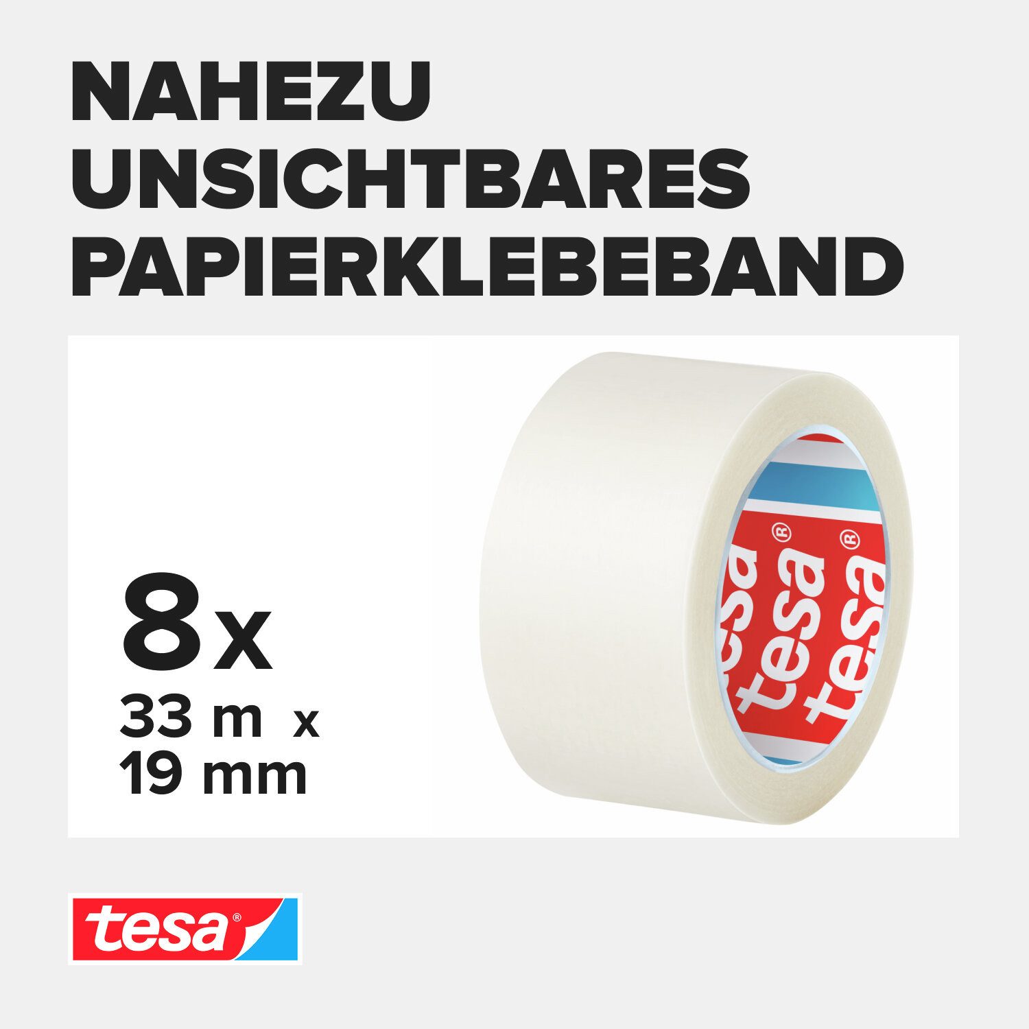 tesa Klebeband 8 x tesafilm Paper Klebefilm 33 m : 19 mm (Set, 8-St., 8 Rollen tesafilm® Paper, 33 m x 19 mm) Paper - je 33 m : 19 mm