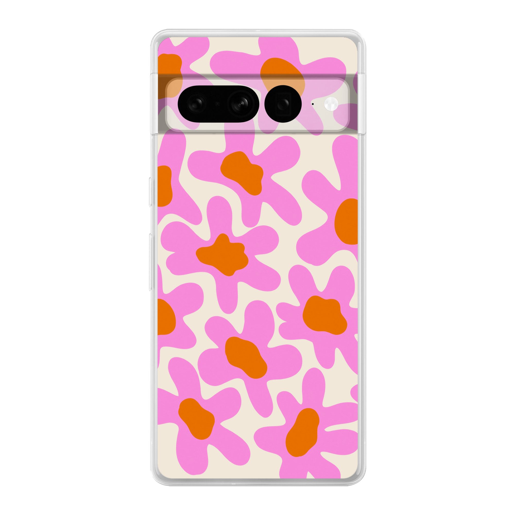 MuchoWow Handyhülle für Google Pixel 7 Pro Blume - Rosa - Muster, Phone Case, Silikon, Schutzhülle Dünn