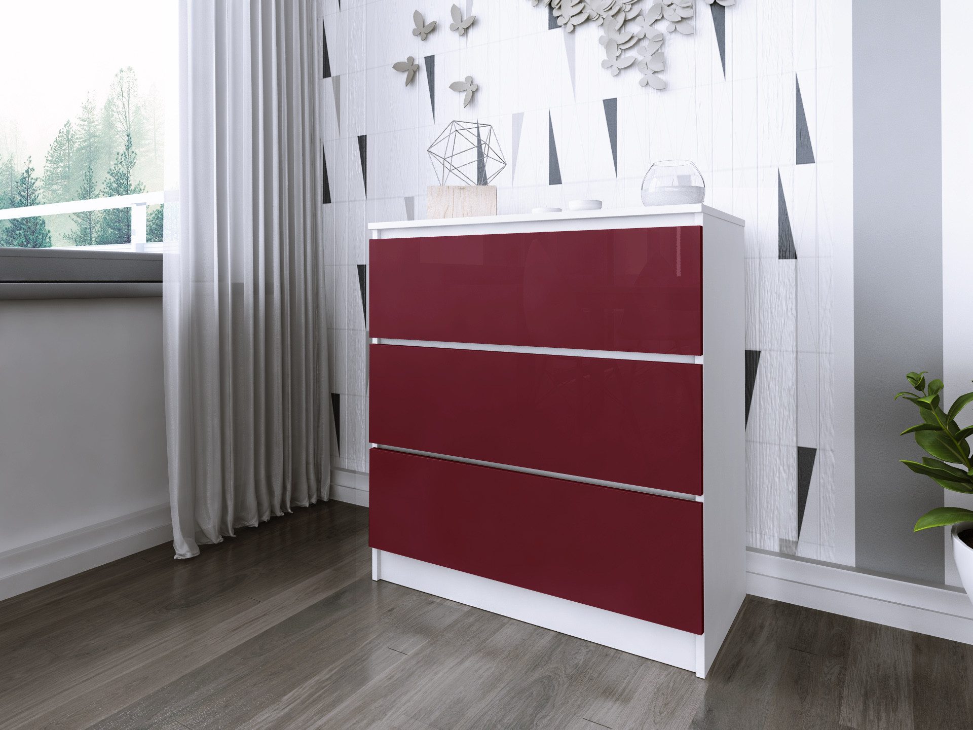 Faizee Möbel Schubkastenkommode Zoe breit mit 3 Fächer