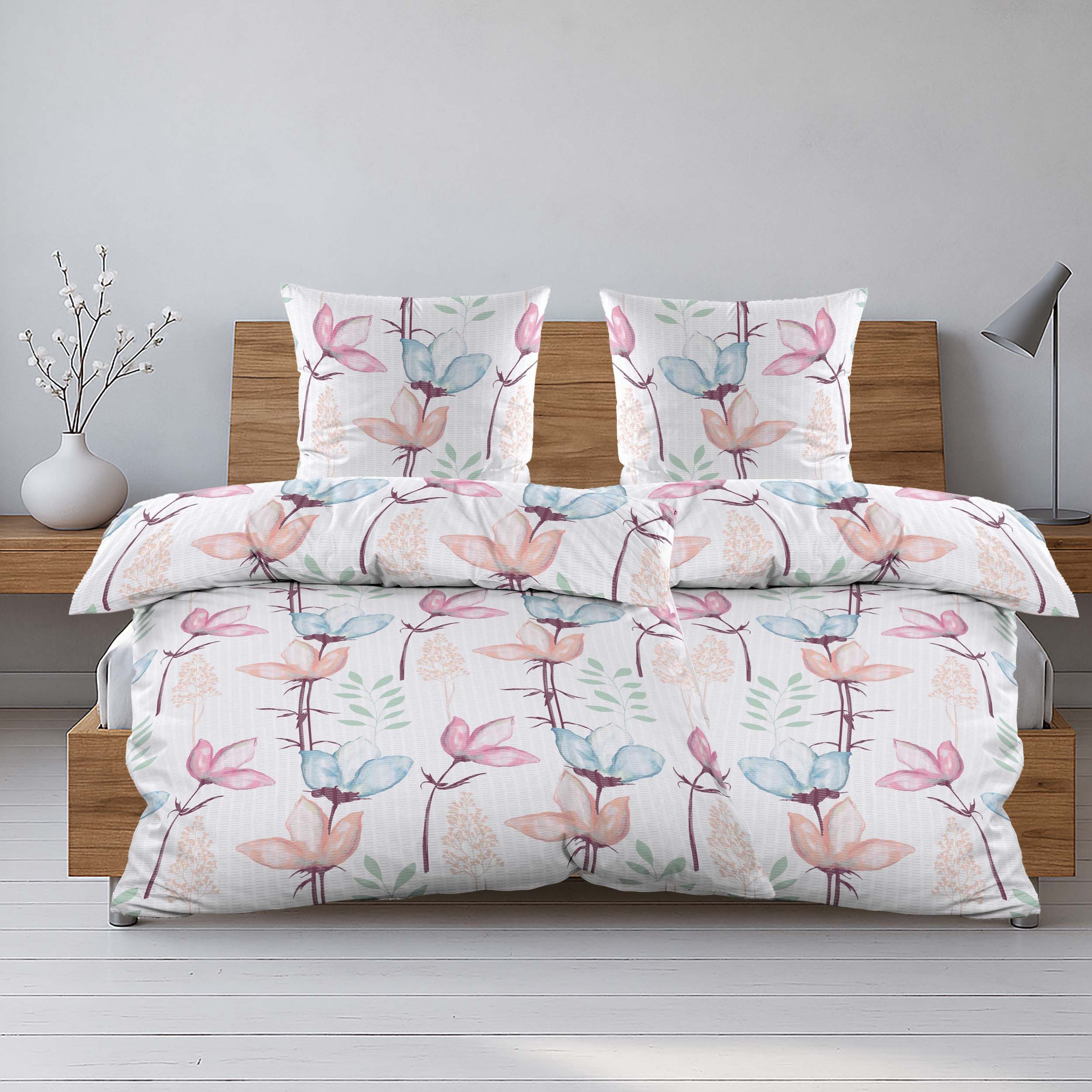 Casa Colori Bettwäsche Seersucker Bettwäsche-Set, 100% Polyester, Weiß mit günstig online kaufen