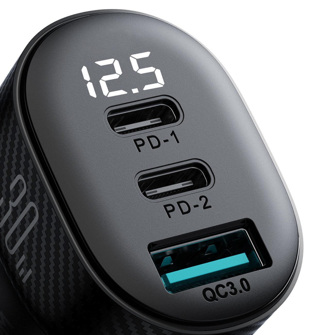 JOYROOM JR-CCD04 KFZ-Adapter Kfz-Stecker (12–24 V) zu USB-C, Autoladegerät 30W mit 2x USB-C, USB-A und Digitalanzeige