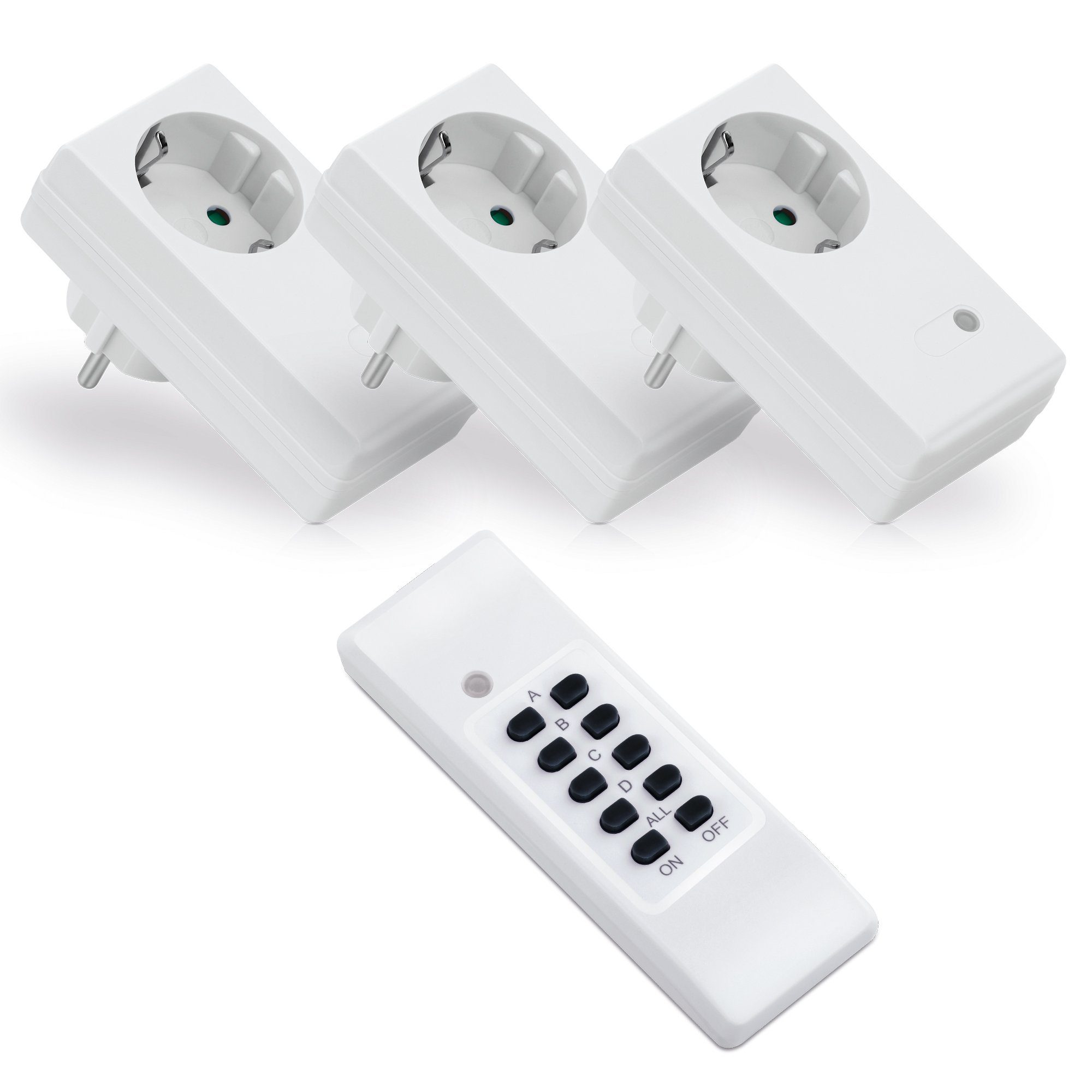conecto Funksteckdose conecto® Funksteckdosen Set, 1100 Watt, weiß, 3-St.