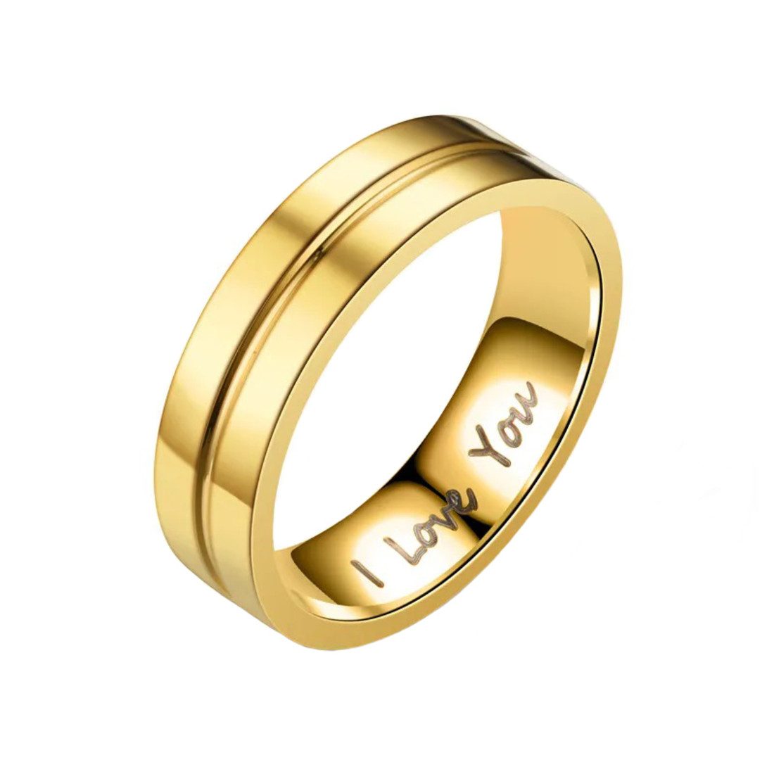 Taffstyle Fingerring Edelstahl Ring I Love You Gold (ohne Kristalle) Größe 54 (17.2) (Freundschaftsring Paarring Partnerring Ehering Trauring Hochzeitsring), vergoldet Verlobungsring Partnerring Liebesring Herrenring Damenring