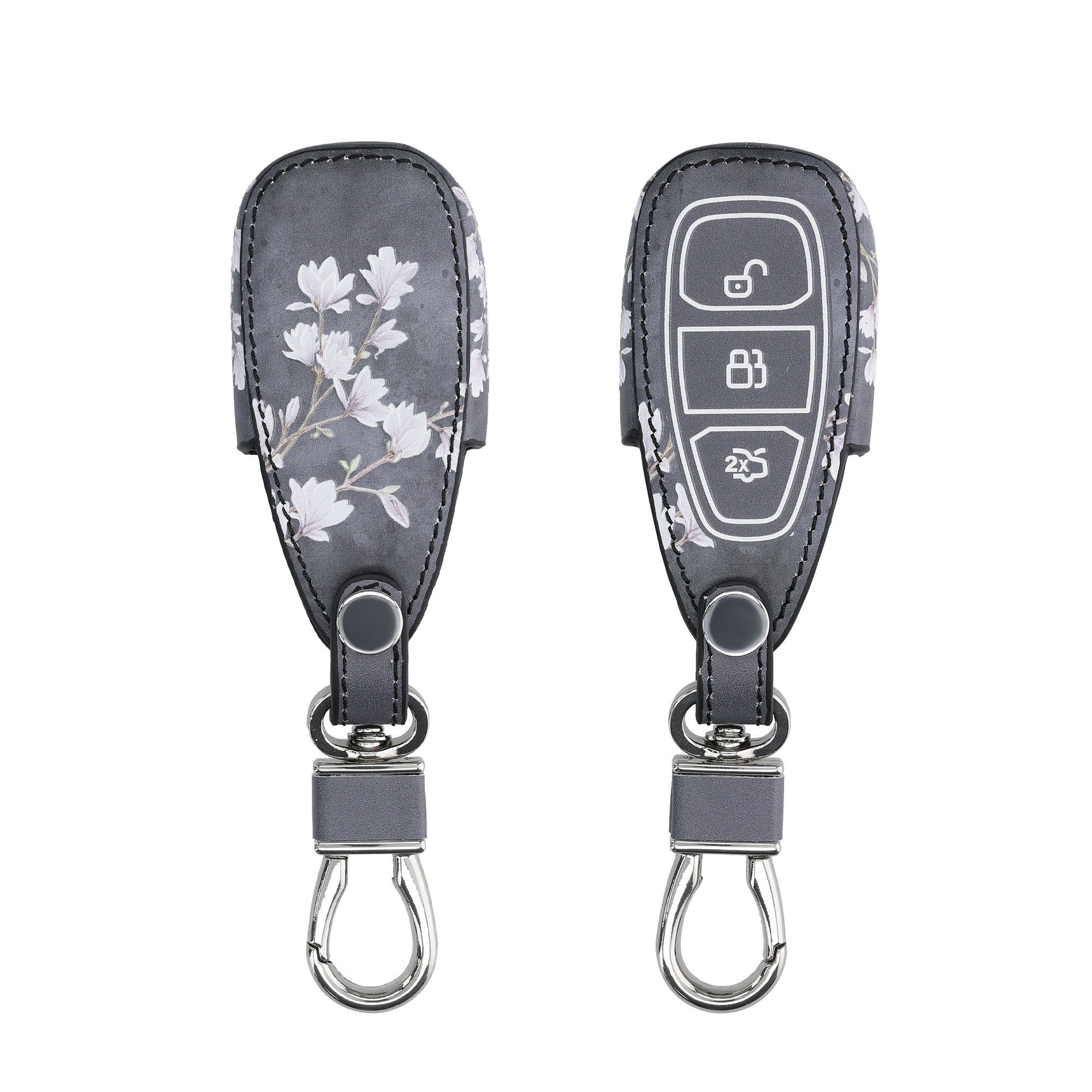 Schlüsseltasche Ford Kunstleder Cover kwmobile Taupe Hülle, für Ford Autoschlüssel Schutzhülle Schlüsselhülle