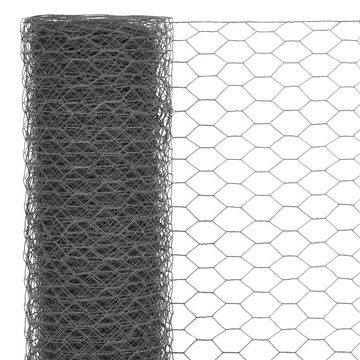 vidaXL Gartenzaun Drahtzaun Stahl mit PVC-Beschichtung 25x0,5 m Grau, (1-St)