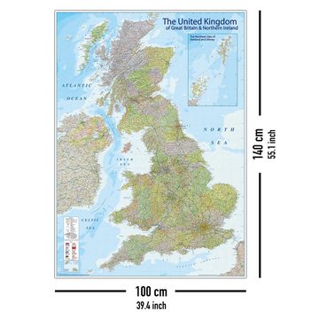 Close Up Poster Karte United Kingdom 2020 - MAPS IN MINUTESÙ 140 x 100 cm