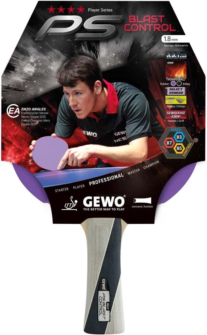 Gewo Tischtennisschläger PS Blast Control - Fortgeschrittene - ITTF Belag 1,8 mm - konkav