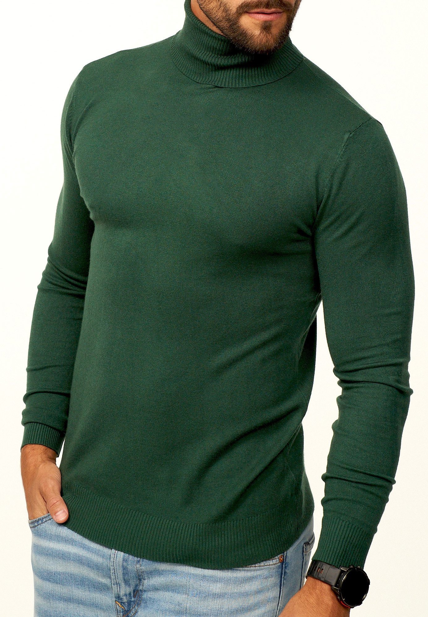 DAILY COTTON Rollkragenpullover als Feinstrick Pulli in Slim Fit für Herren Männer Winterpullover - Casual & Business Look Rolli