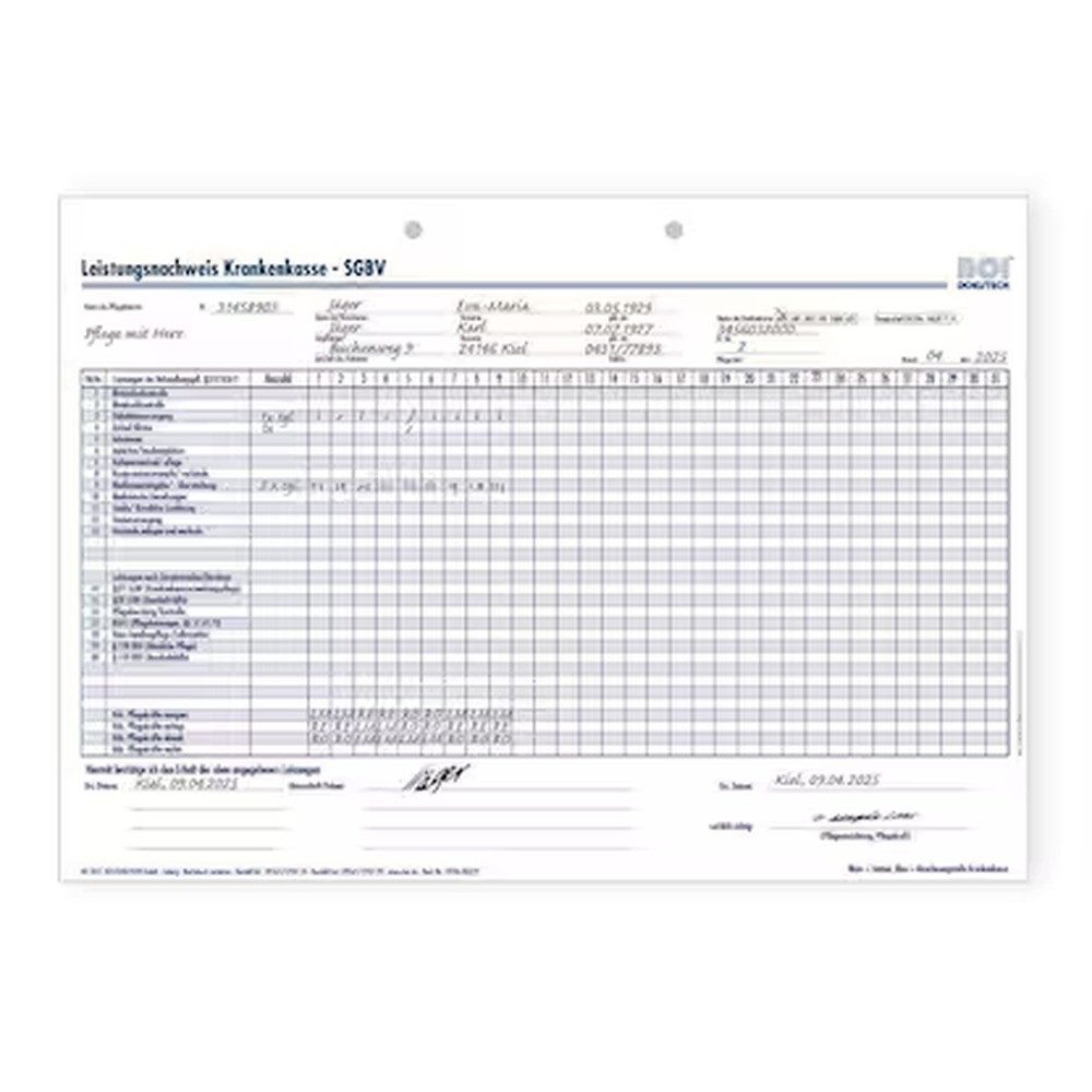 BOI DOKUTECH Formularblock BOI Leistungsnachweis Krankenkasse SGBV Formulare