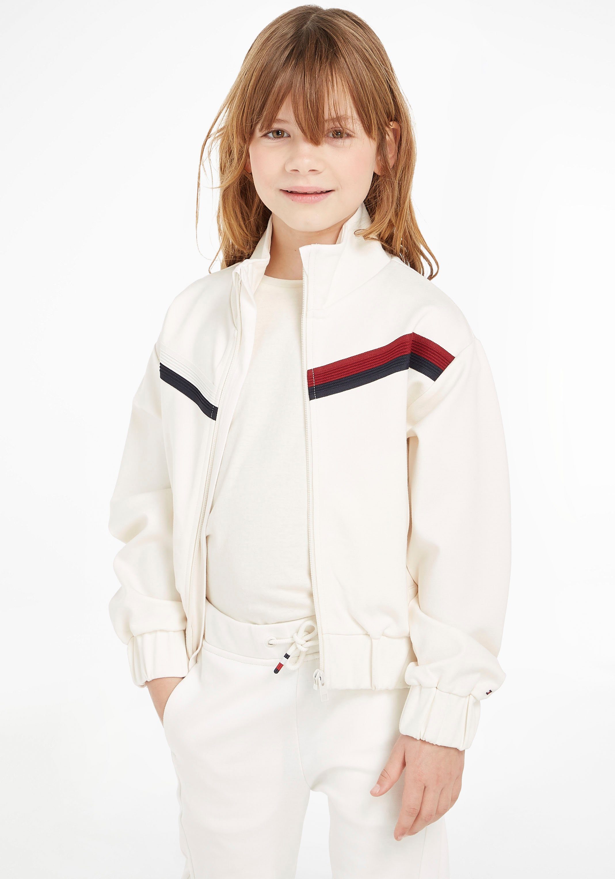 Tommy Hilfiger mit Sweatjacke STRIPE auf THROUGH GLOBAL Brust der Global ZIP Stripe