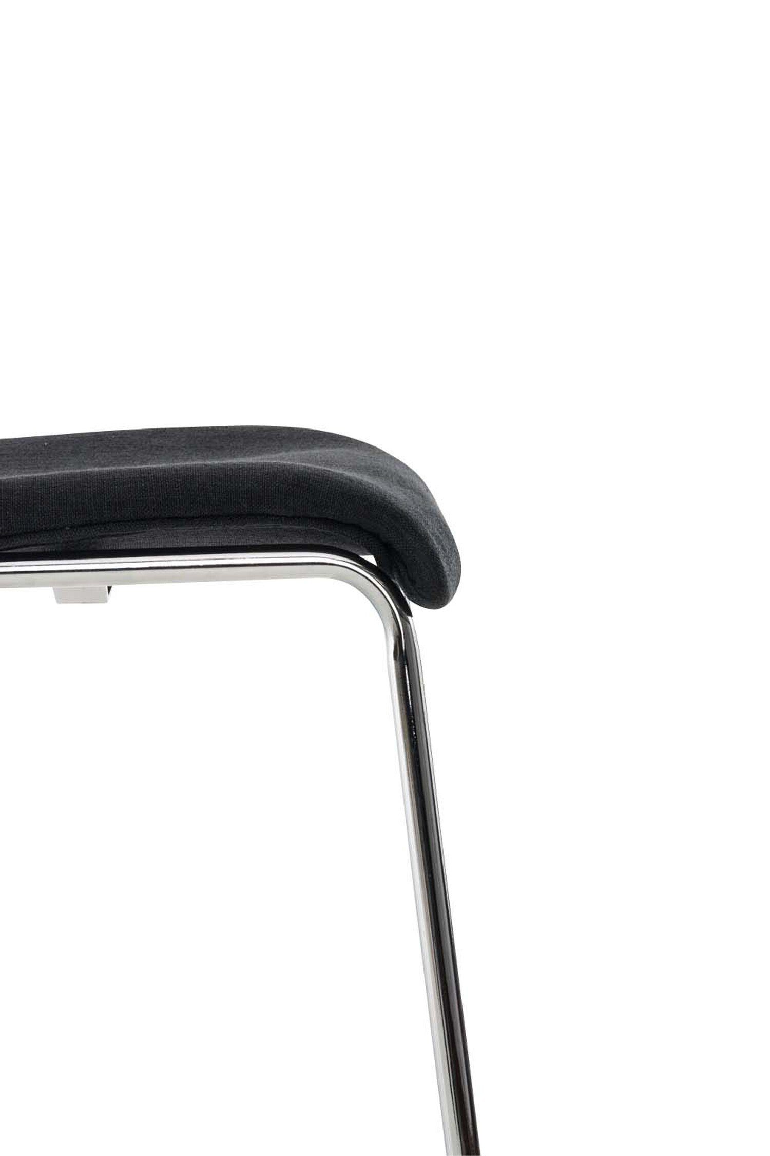 Sitzfläche: Theke Stoff TPFLiving Gestell Fußstütze & - Barhocker Küche - Chrom Metall für Tresenhocker), - Hoover Schwarz Hocker (mit