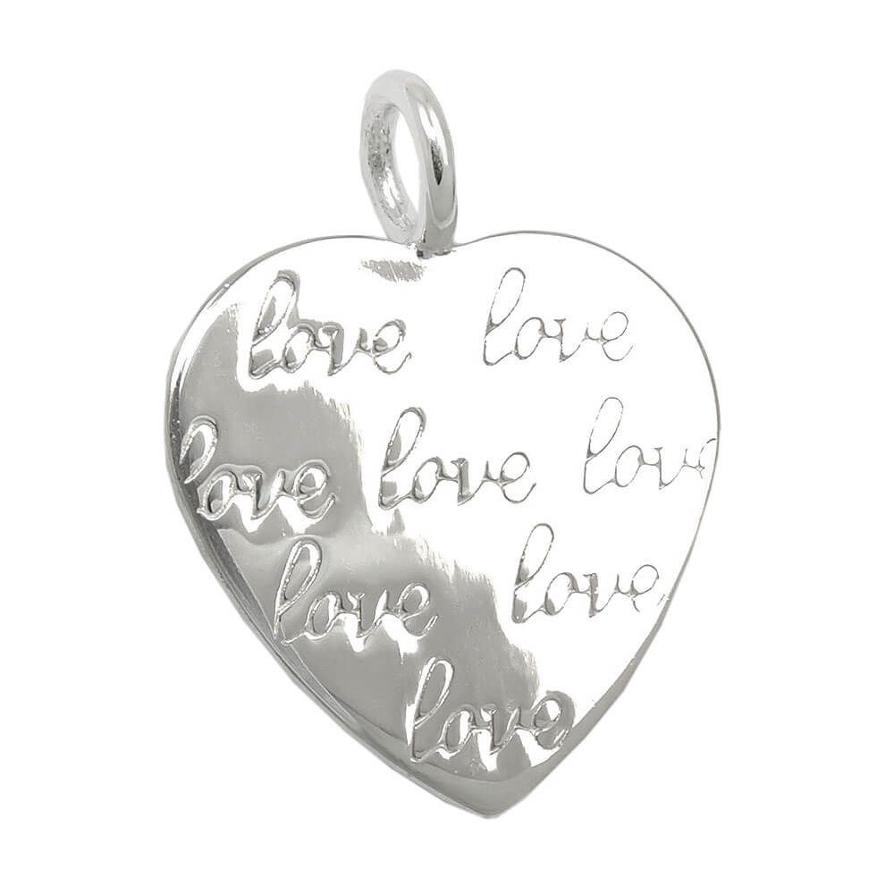 Kettenanhänger Anhänger 19x18mm Herz Prägung -love- glänzend 925 Silber