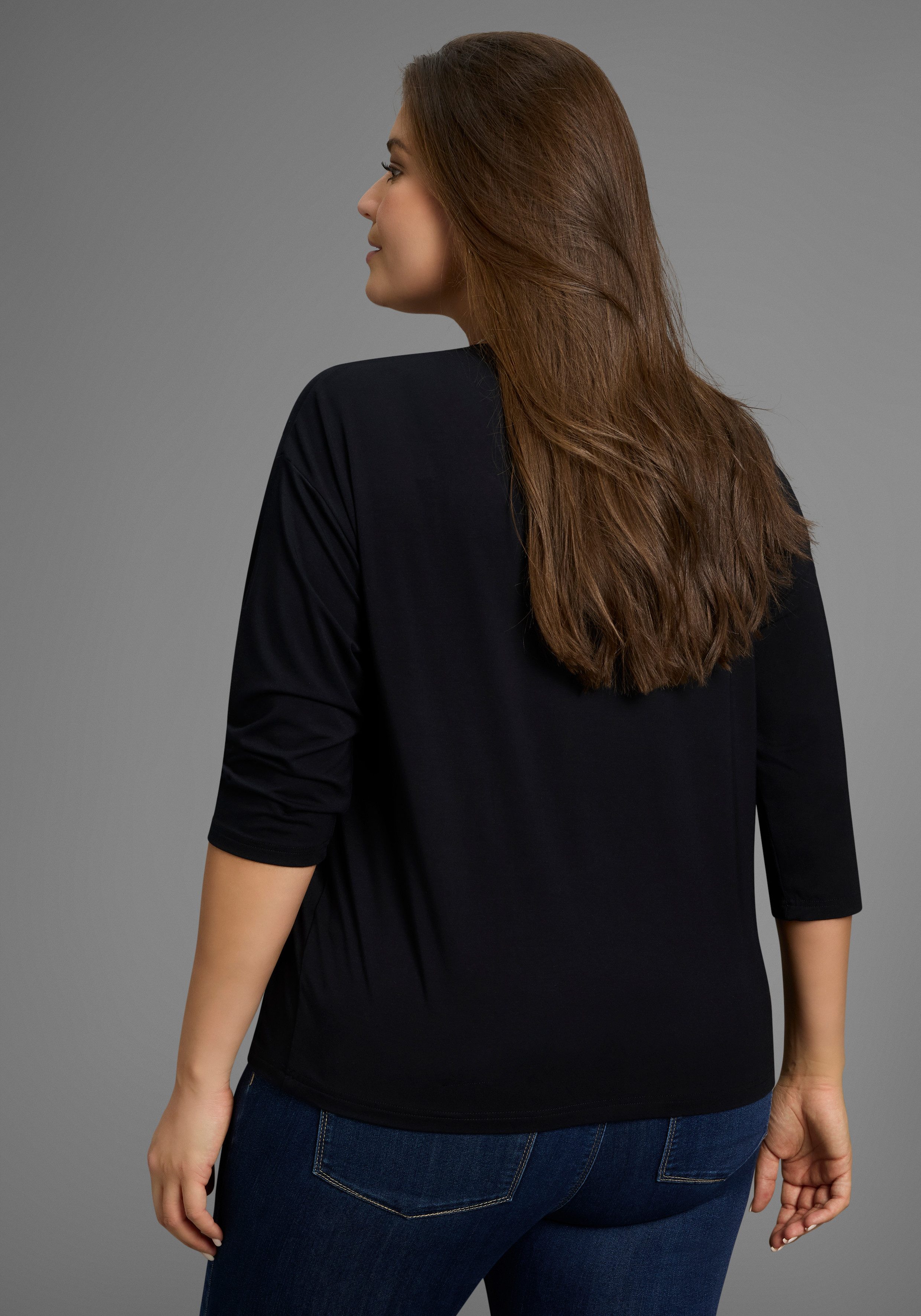 Laura Scott CURVE 3/4-Arm-Shirt mit V-Ausschnitt günstig online kaufen
