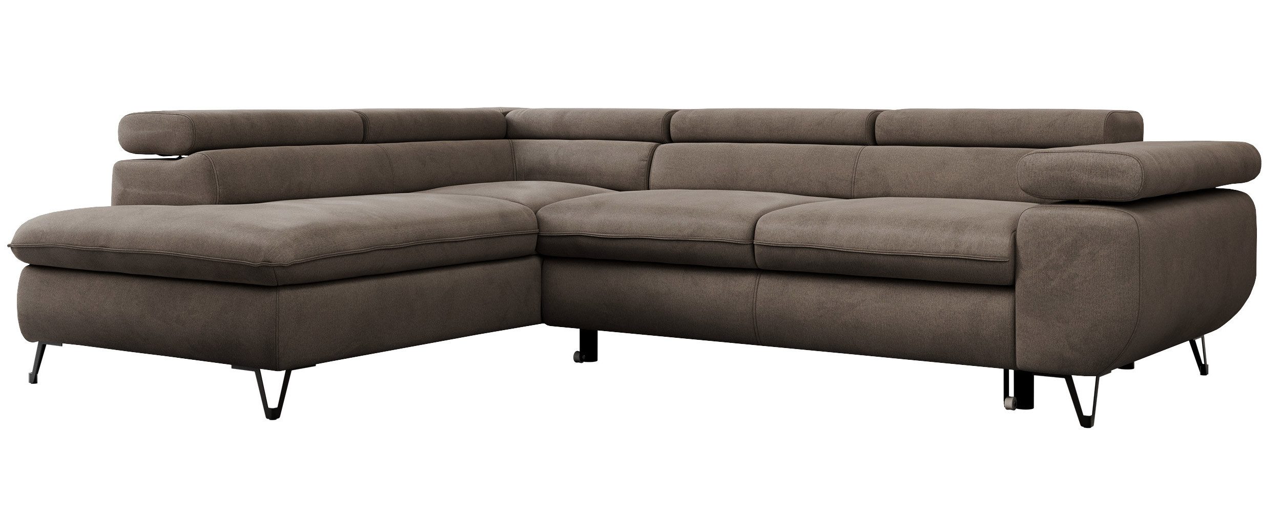 Ecksofa PEDRO L Velvet-Hydrophob Braun Monolith von MKS MÖBEL