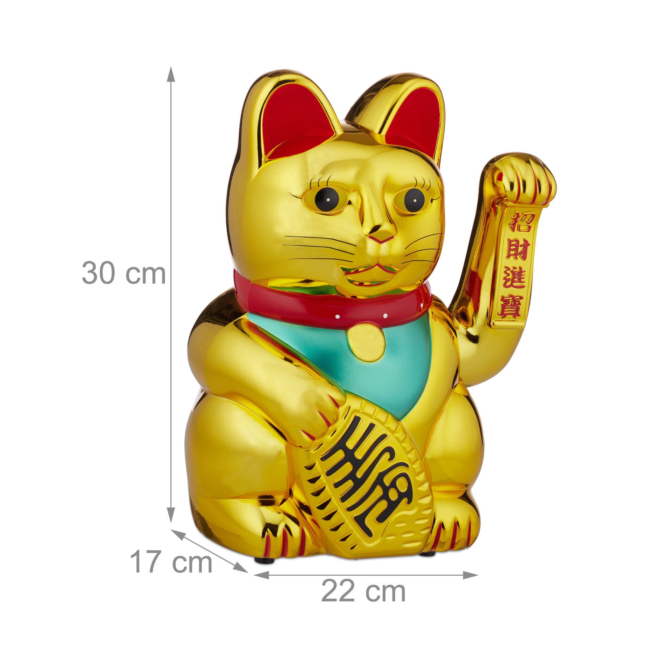 relaxdays Winkekatze XL Winkekatze gold (1 St) – Bild 4 von 5