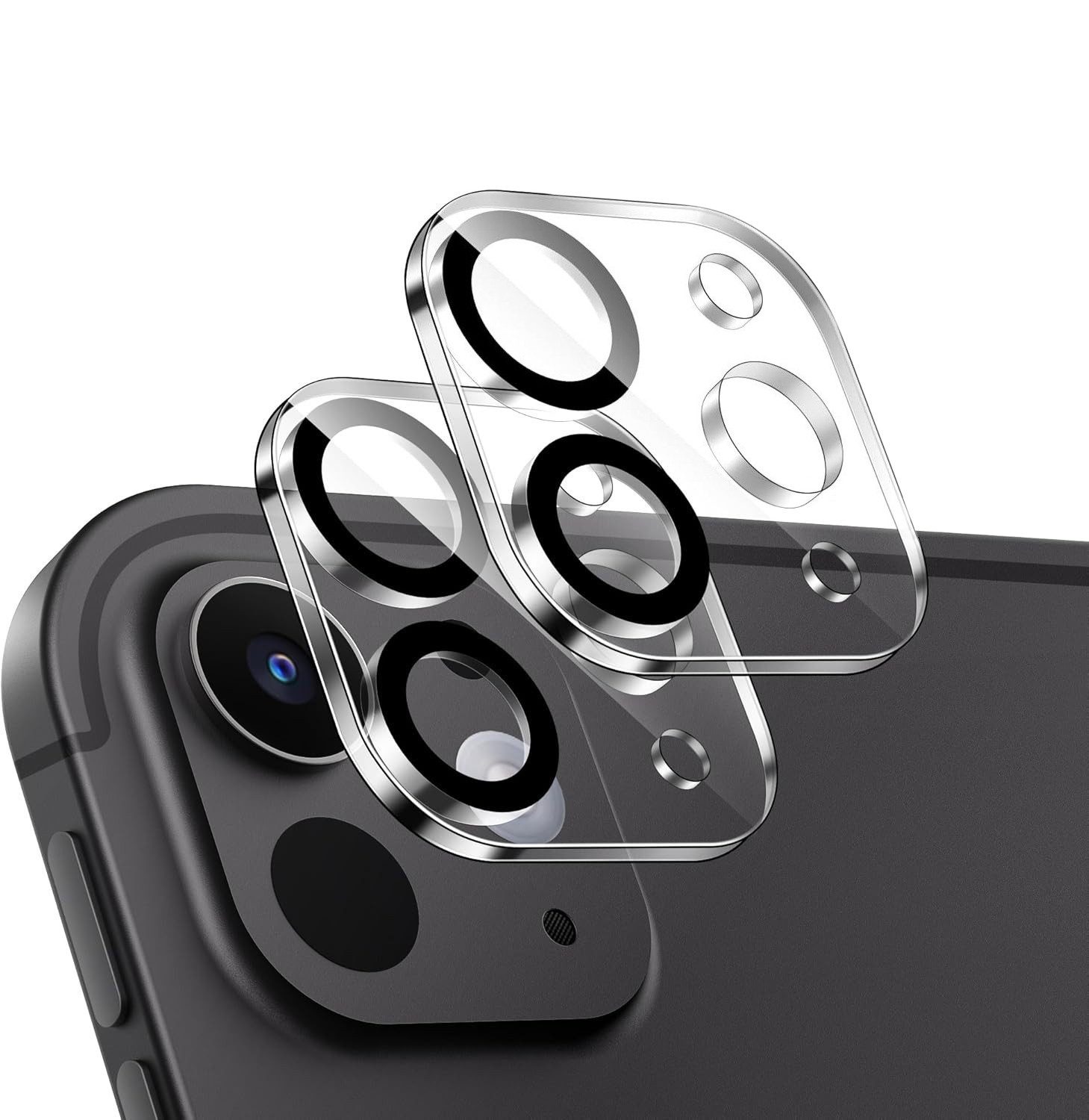 CLM-Tech Kameraschutzglas 2X iPad Pro 11” 13 Zoll Kameraglas kristallklar für iPad Pro 13” M4, iPad Pro 11” M4, Linse Schutzglas 9H Glas - Folie kristallklar 2er Set Kameraschutz, 2 Stück, Kratzfest