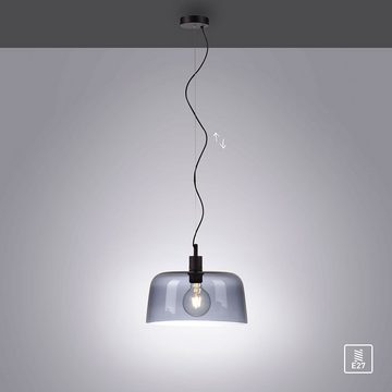 etc-shop Pendelleuchte, Leuchtmittel nicht inklusive, Hängeleuchte Esszimmerlampe Rauchglas schwarz Höhenverstellbar