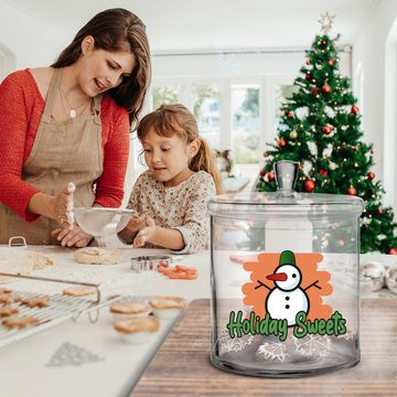 GRAVURZEILE Keksdose mit UV-Druck - Holiday Sweets - Keksdose mit luftdichtem Deckel, Glas, Handgefertigte Glasdose für Partner, Freunde & Familie zu Weihnachten
