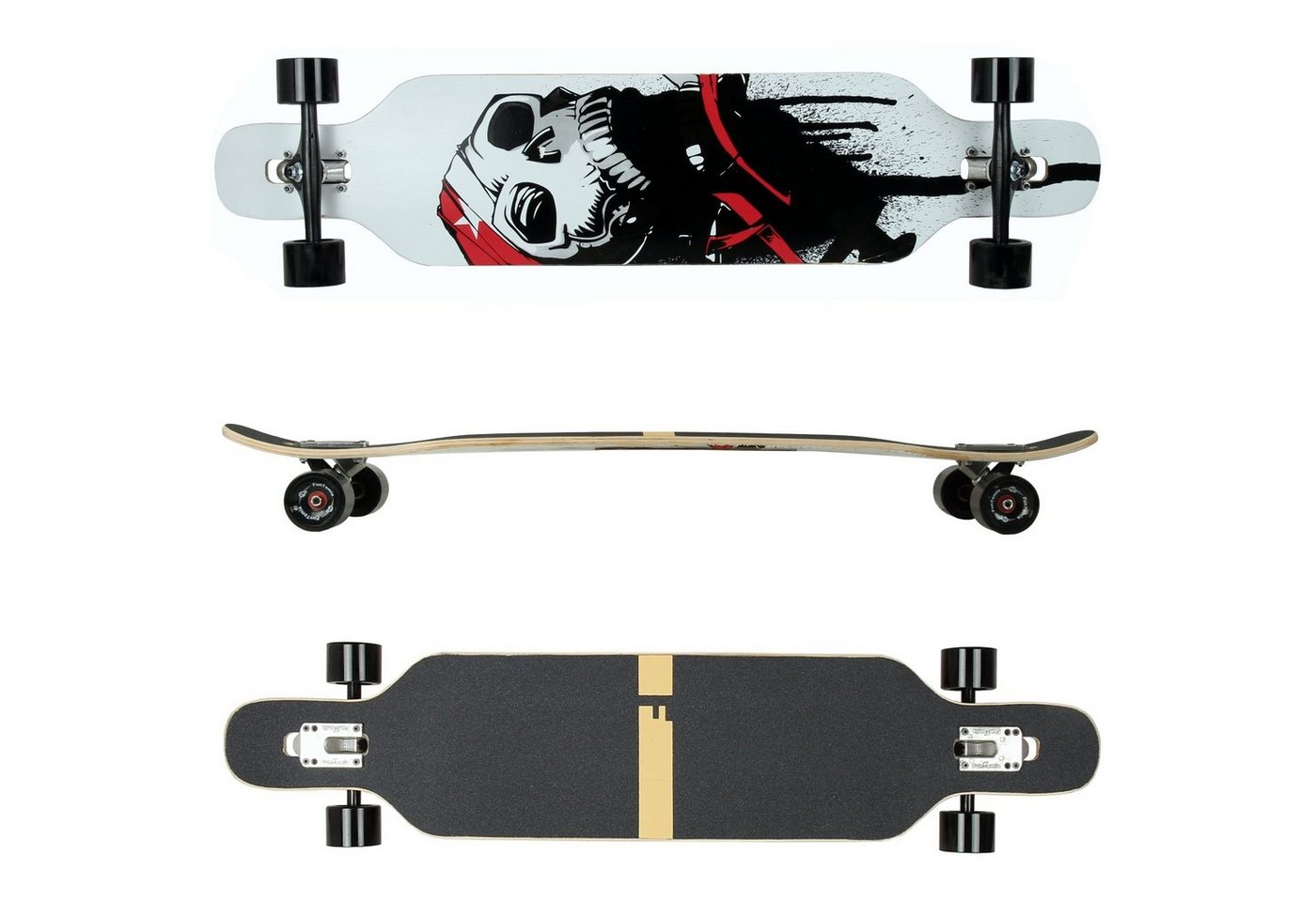 Thumbnail - FunTomia Longboard Longboard in 3 Flex Stufen Camber Ahornholz + T-Tool mit LED Rollen, Camber Twin Tip