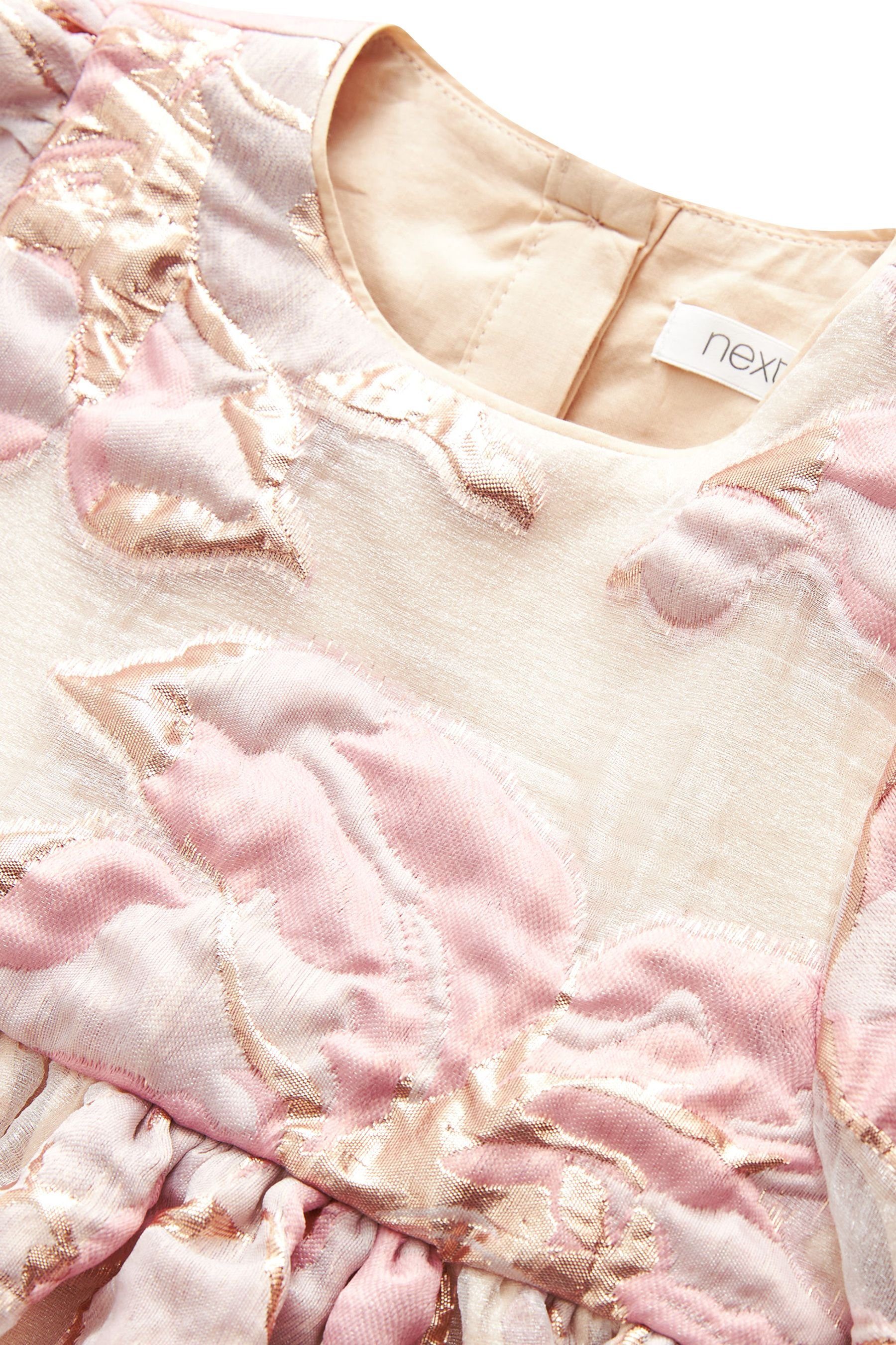Next Tüllkleid Partykleid aus Jacquard Pink/Gold (1-tlg)