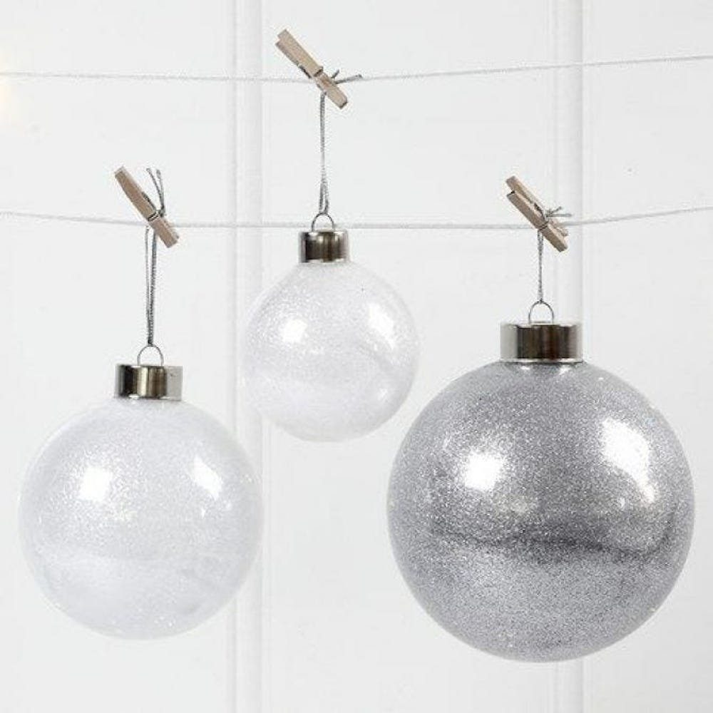 Creotime Weihnachtsbaumkugel Weihnachtskugel Glaskugeln silberner mit Aufhängung
