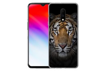 MuchoWow Handyhülle Tiger - Wildtiere - Porträt - Schwarz - Tiere, Phone Case, Handyhülle OnePlus 7, Silikon, Schutzhülle