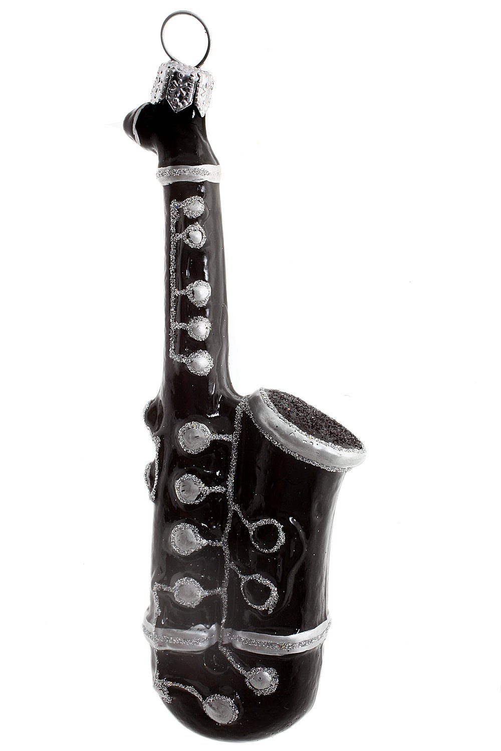 Hamburger Weihnachtskontor Christbaumschmuck Saxophon in schwarz, Dekohänger - mundgeblasen - handdekoriert