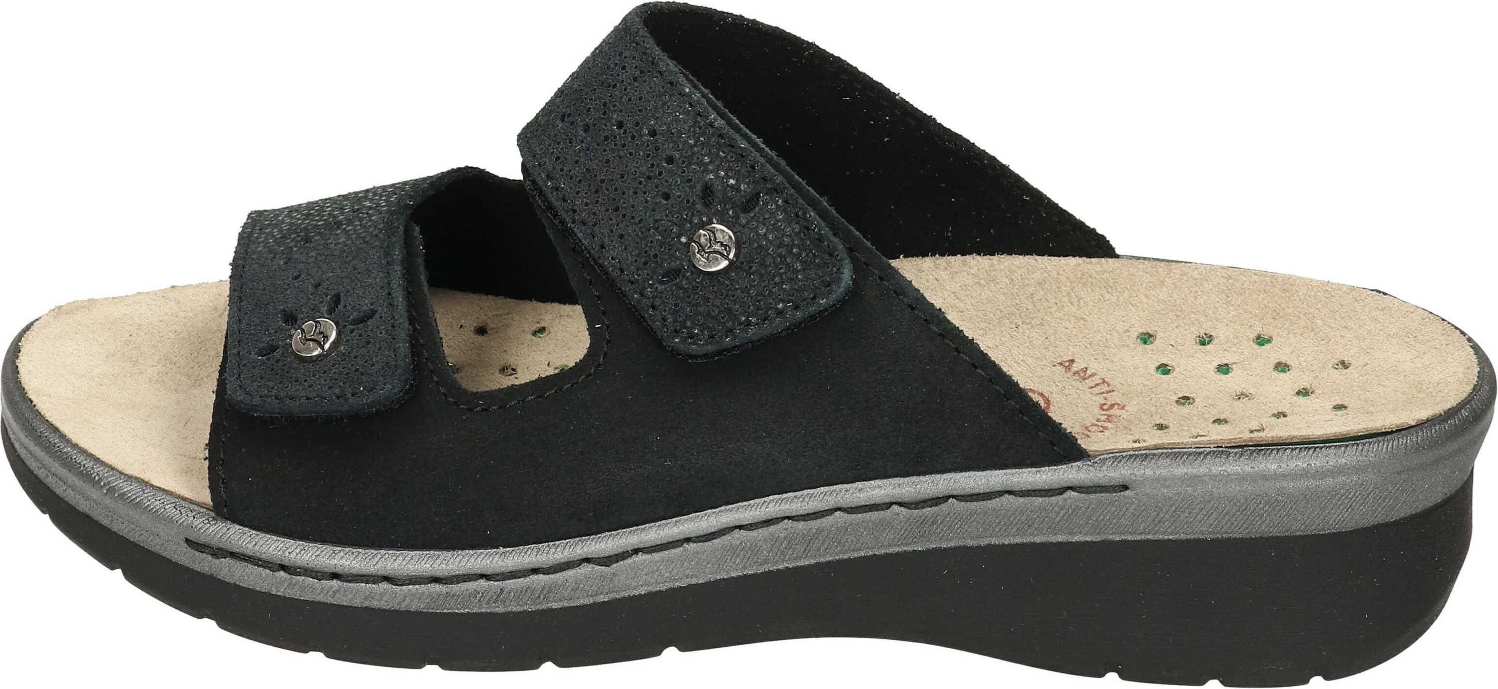 Veloursleder Flot aus Pantolette schwarz Pantoletten Fly